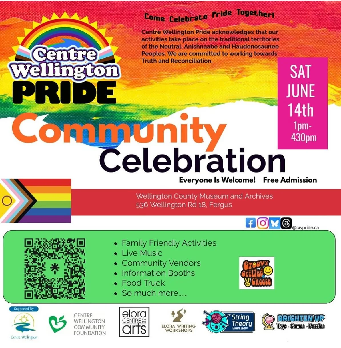 We&rsquo;re playing at the first @cwpride.ca this Saturday, June 14th!!🎸🎹🥁🎶

Come out to the Wellington County Museum for awesome live music and fun activities for everyone!😊