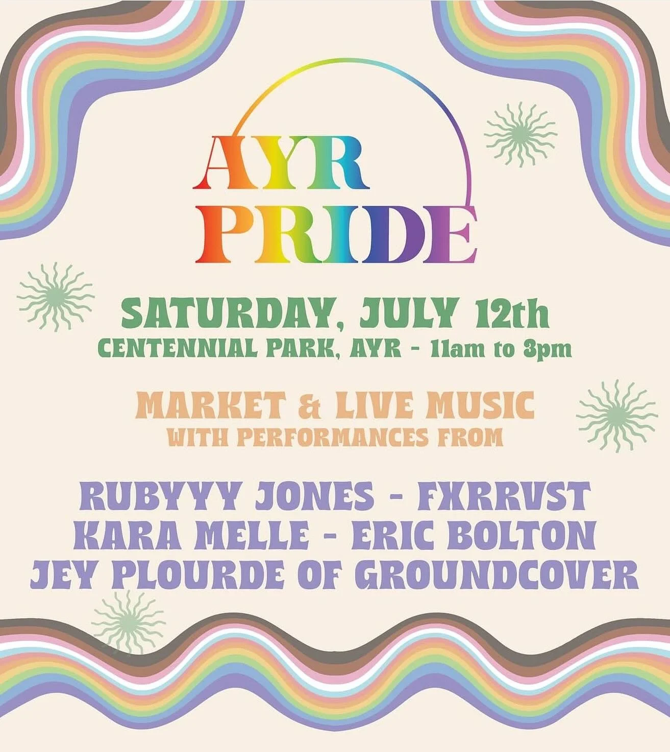 Our very own @jeyplourde will be playing a show @ayrpride this Saturday! Check it out 😀🎸🎶🌈
