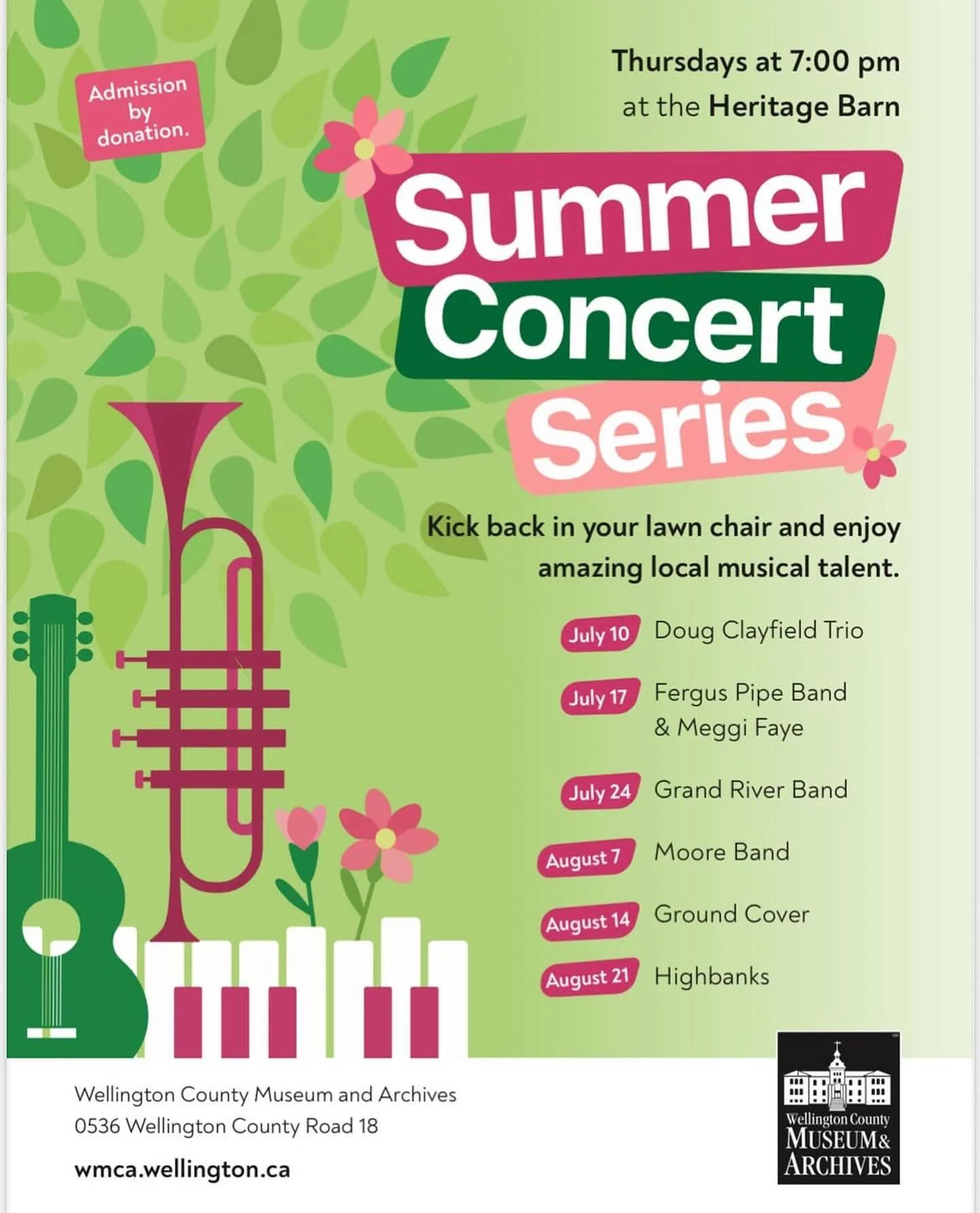 We&rsquo;re back at the @wellingtoncounty Museum and Archives for a show TOMORROW (Thursday) night! Come on out to enjoy the show and a beautiful summer evening 😀😎🎶🌈🏳️&zwj;⚧️💙💜🩷