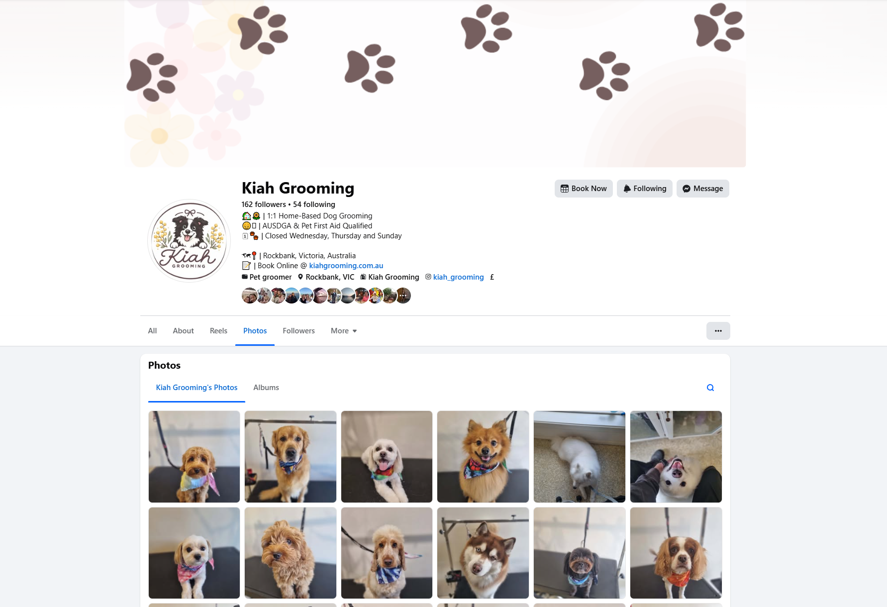 a screenshot of kiah grooming's facebook profile