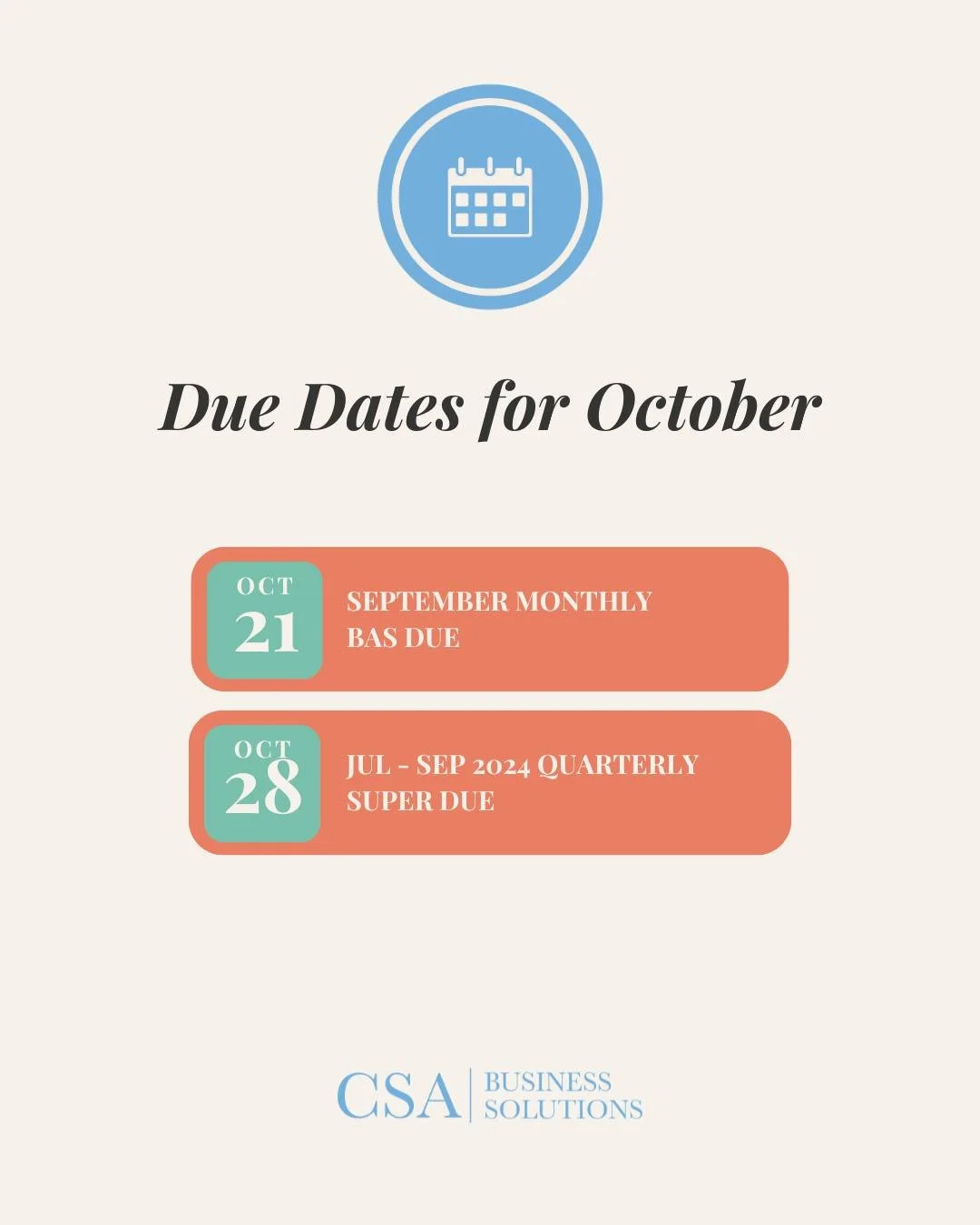 Another month, another set of due dates!
