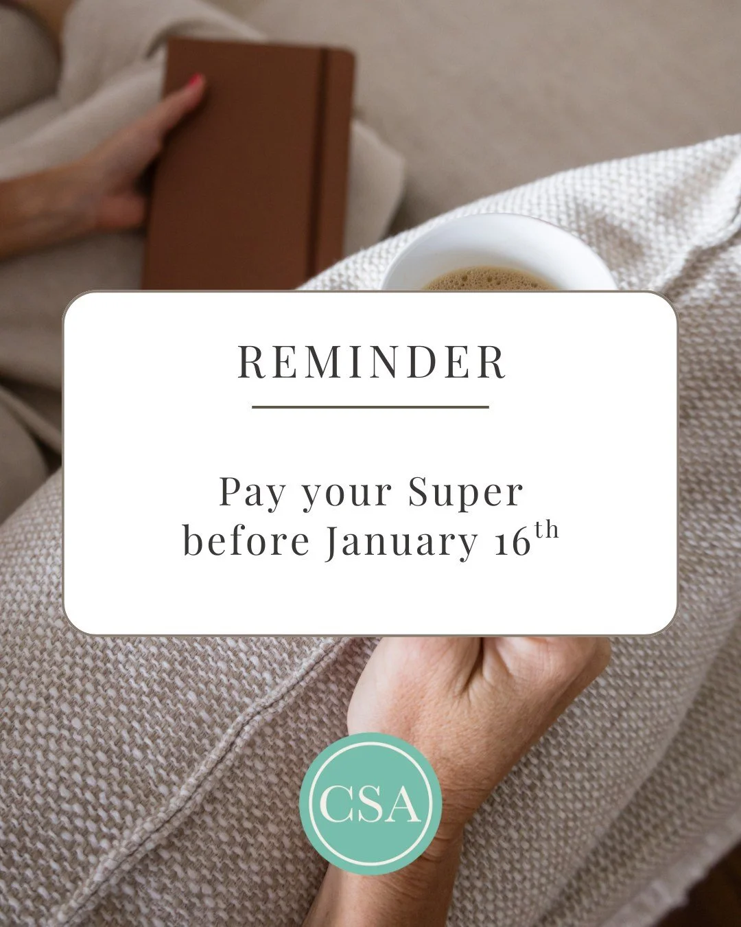 Friendly reminder for employers 💛

Super for this quarter needs to reach your employees&rsquo; super accounts by the 28th to meet ATO compliance. This means payments should be made by the 16th to allow enough processing time.

Paying early helps you