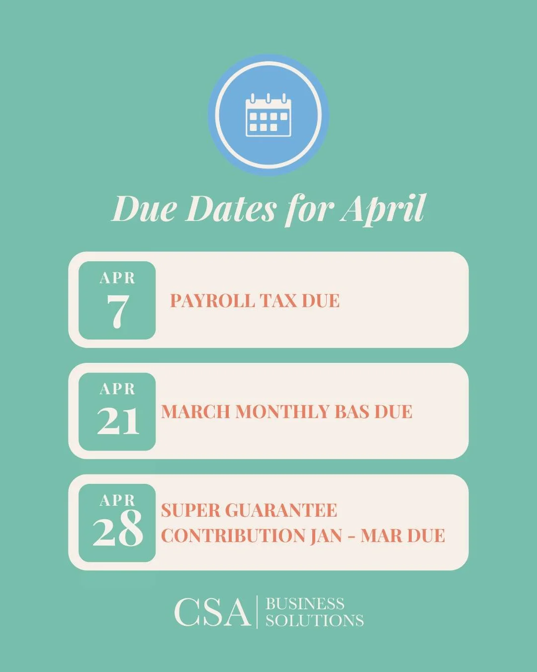 Due dates for April = sorted 🙌