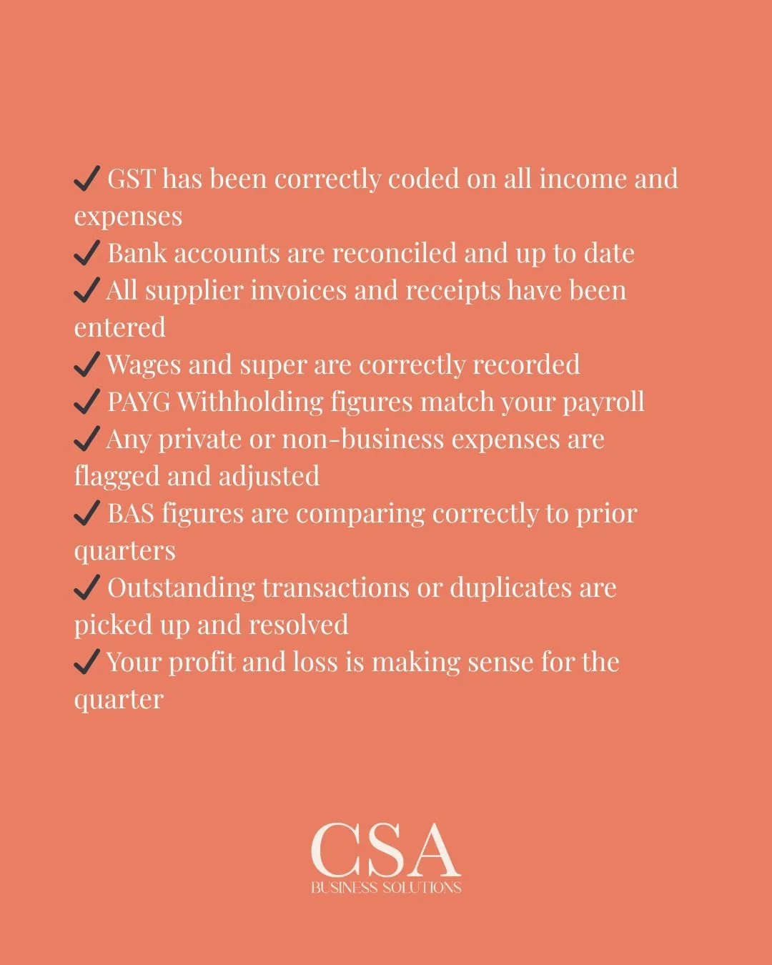 Ever wondered what actually happens when we review your BAS before lodgement? It's more than just a quick once-over! 👀

When you hand your BAS over to us, we go through everything with a fine-tooth comb to make sure it's accurate, compliant, and rea