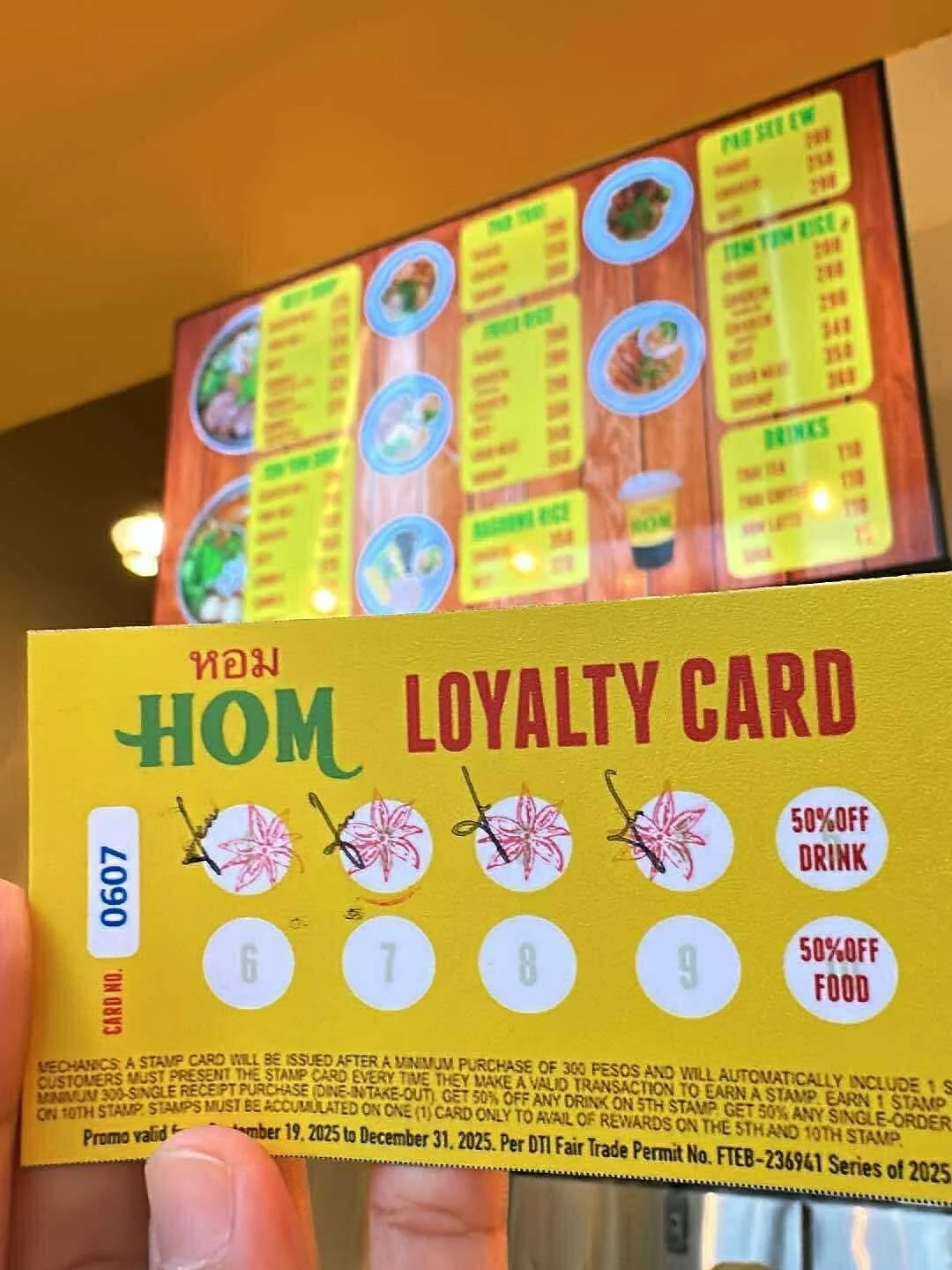Just one more stamp to get that 50% off your favorite drink! 🧋
Drop by any Hom Thai Food branch and claim your loyalty card with every ₱300 purchase. 🌿
Thanks for sharing your HOM moments, @debbie_lou10 and @stan.3dprints 💛