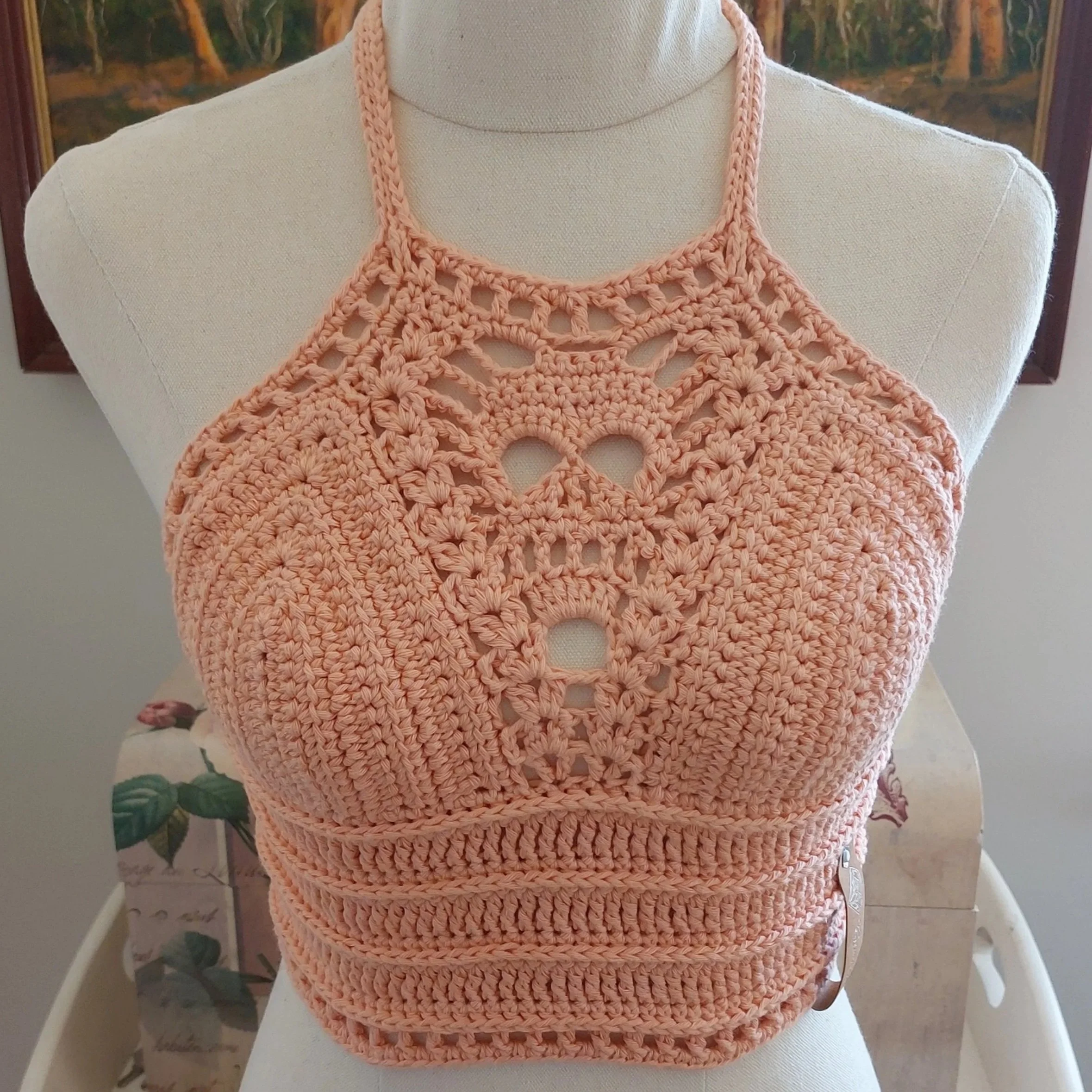 Skull Bralette Size 10 B - Peach Nectar