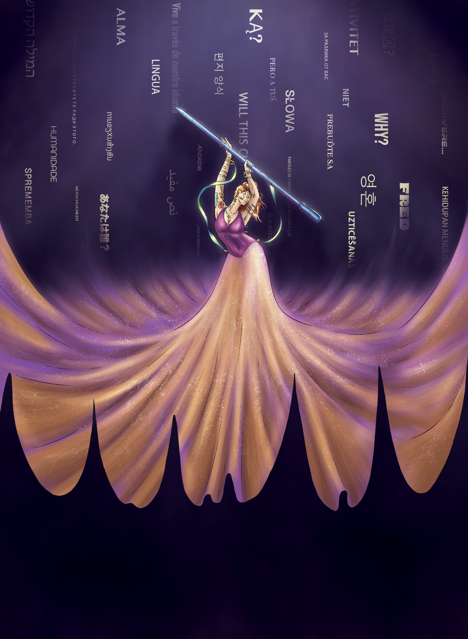 This an illustration made for a series of cards. The cards would depict 'corporate' roles into colourful and expression personas. This is the Full image.