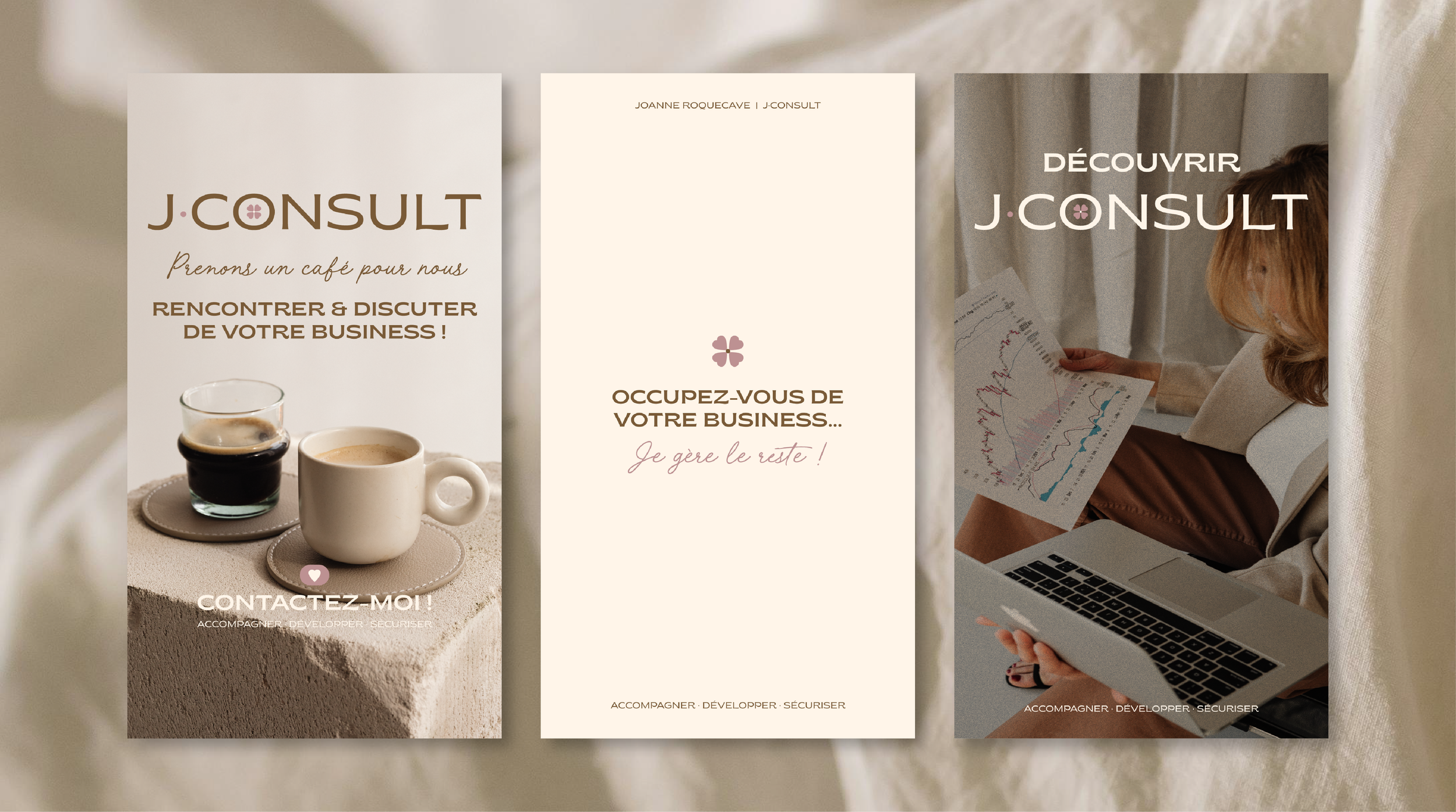 Exemples de stories instagram pour le compte de J'Consult