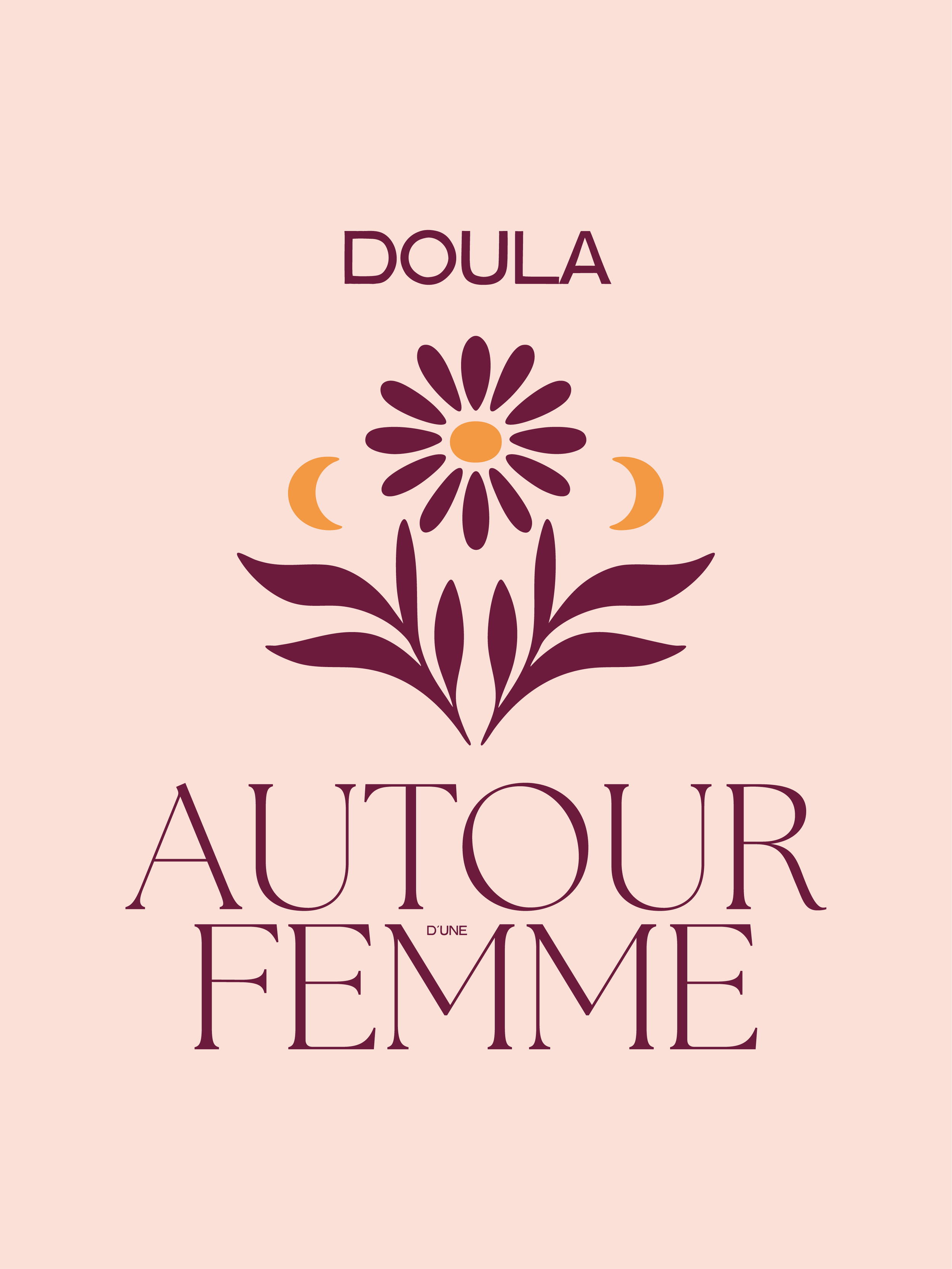 L'une des déclinaisons du logotype de l'image de marque d'Autour d'une Femme, doula dans le 95 et en Île de France.