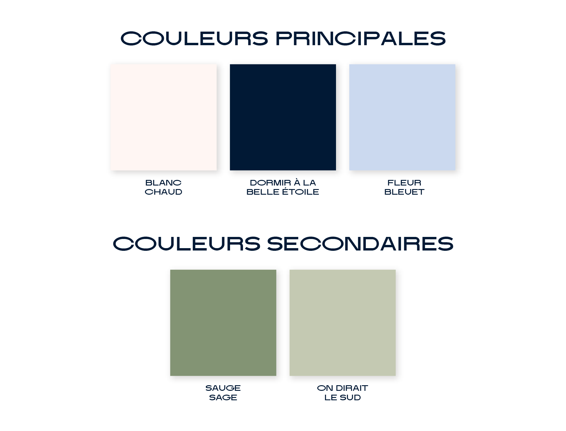 La palette de couleurs de l'image de marque stratégique de Fleur Bleue, fleuriste à Chevreuse