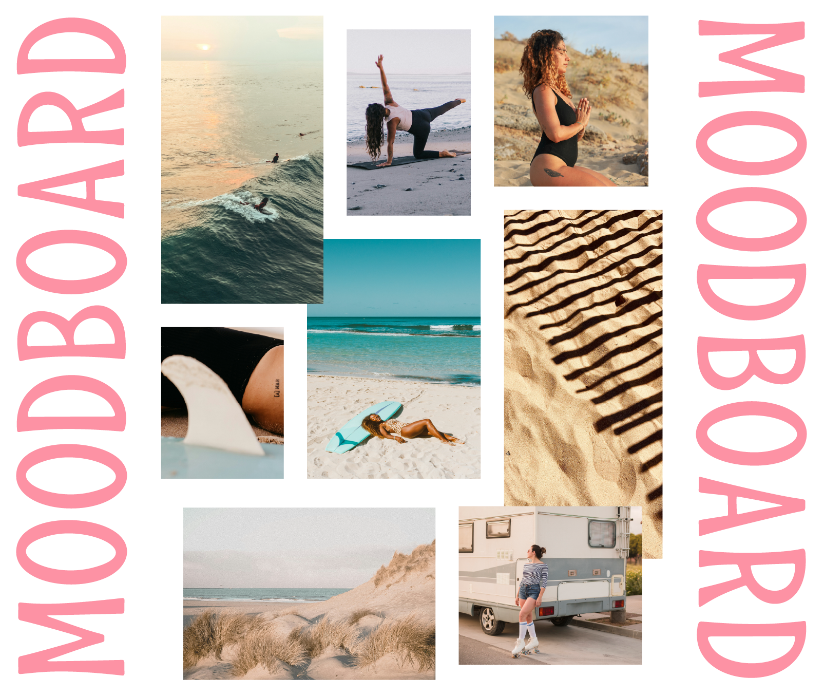 Le moodboard de l'image de marque de Lulay Yoga, prof de yoga dans les Landes
