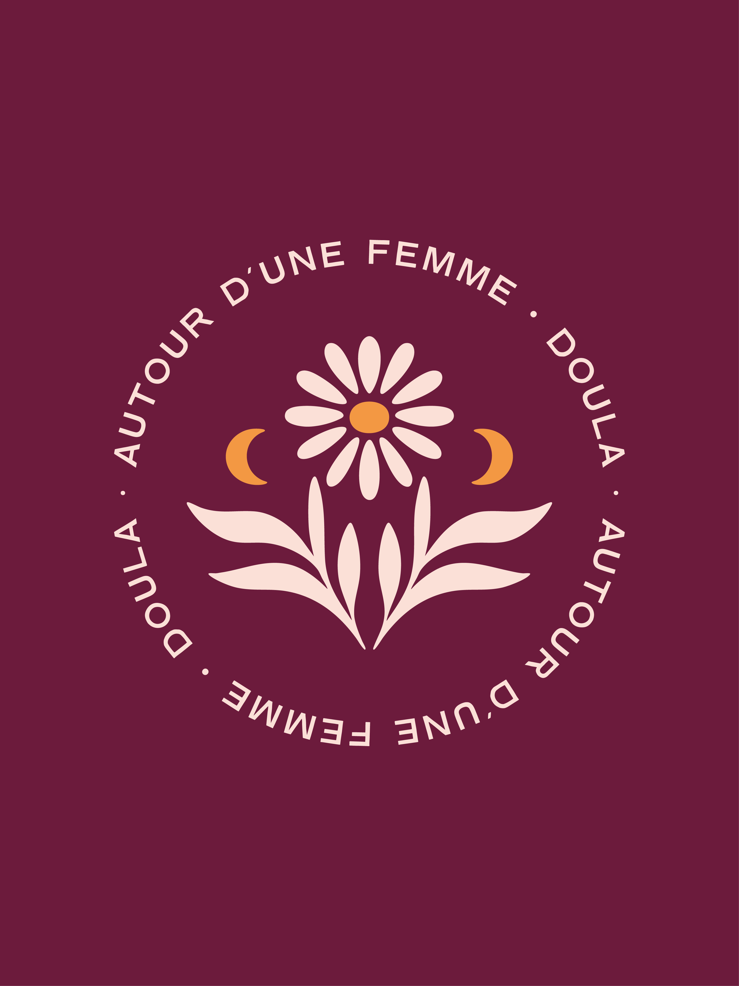 L'une des déclinaisons du logotype de l'image de marque d'Autour d'une Femme, doula dans le 95 et en Île de France.