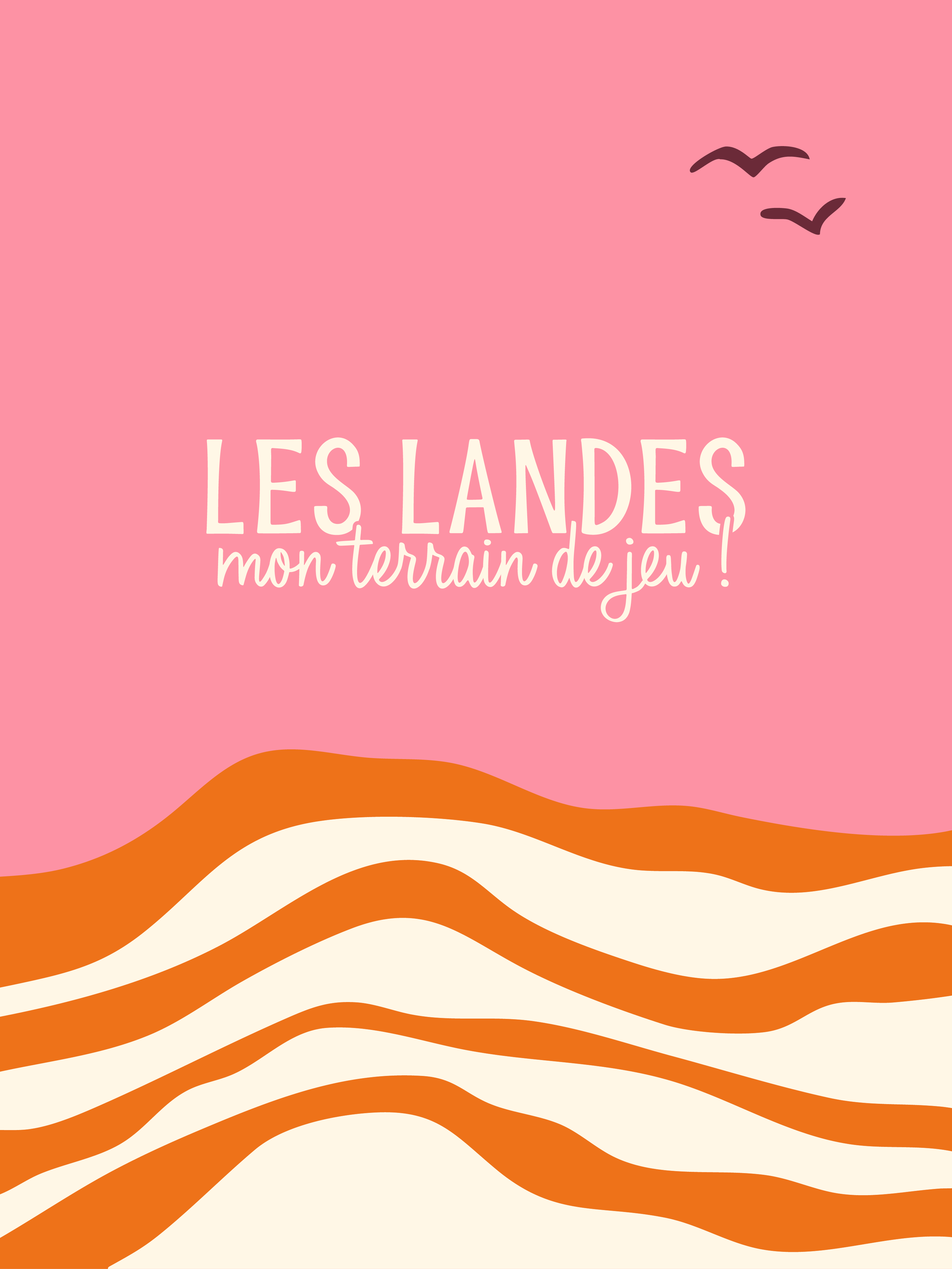 Illustration carte postale réalisée pour l'identité visuelle de Les déclinaisons du logotypes de Logotype principal de Lulay Yoga, prof de yoga et de surf dans les Landes