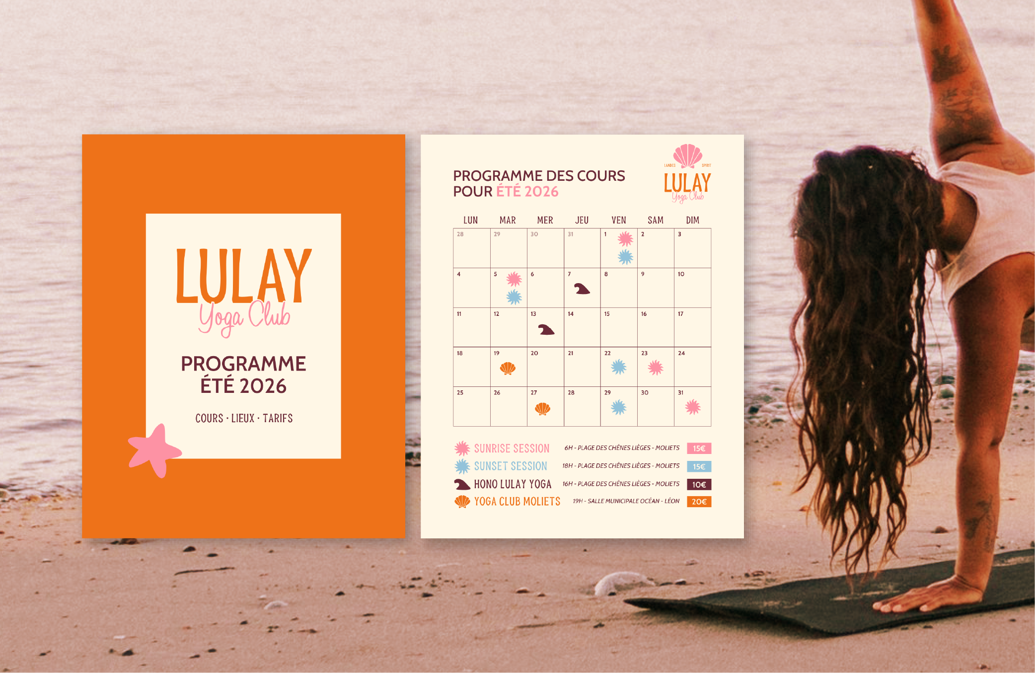 Exemple de carrousel Instagram pour les réservations de Lulay Yoga, prof de yoga dans les Landes