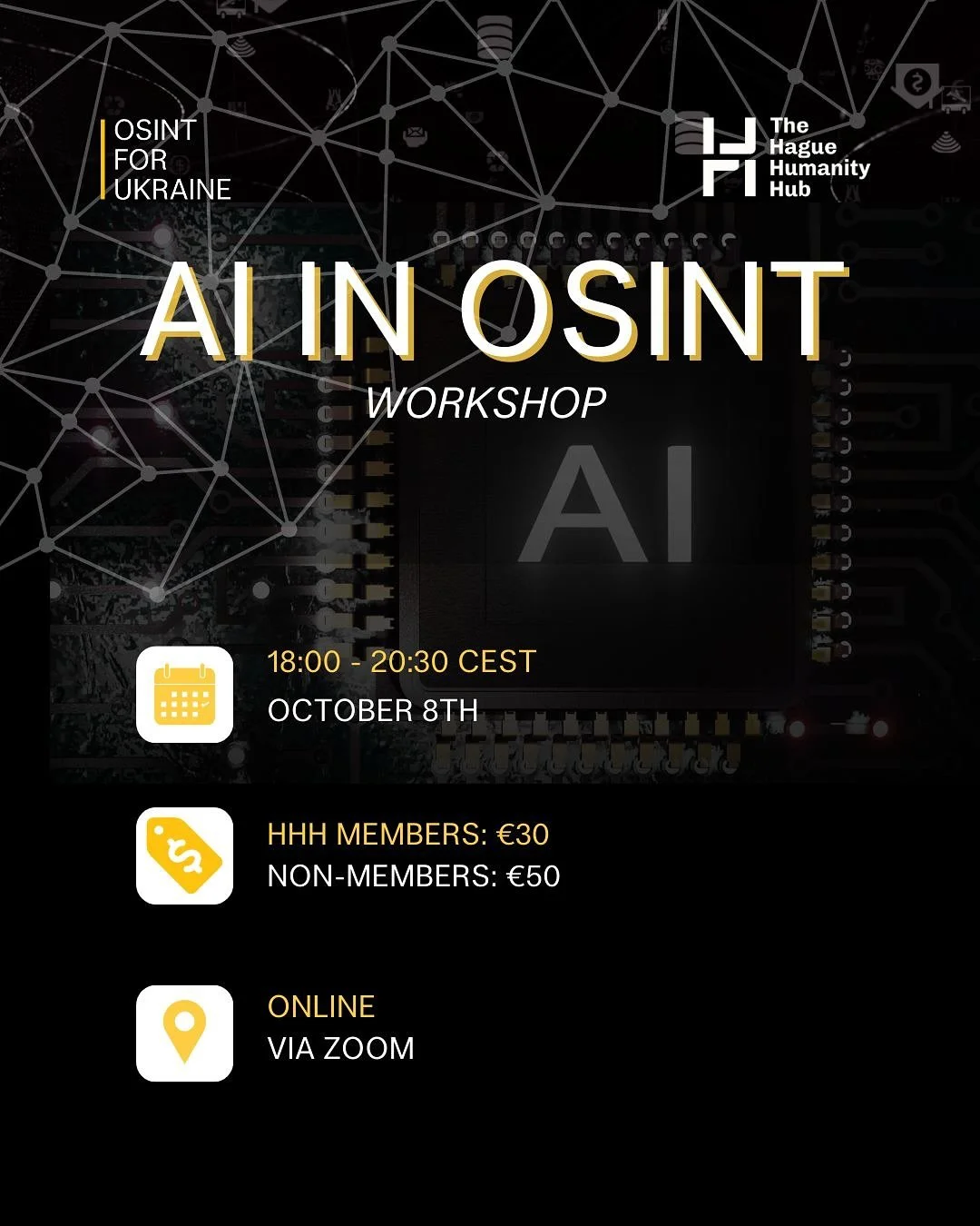 🔎 AI in OSINT Workshop | October 8th, 18:00&ndash;20:30 CEST | Online

Artificial Intelligence is transforming the way we monitor, gather, and analyze information. This workshop explores how AI supports data collection, pattern detection, and real-t