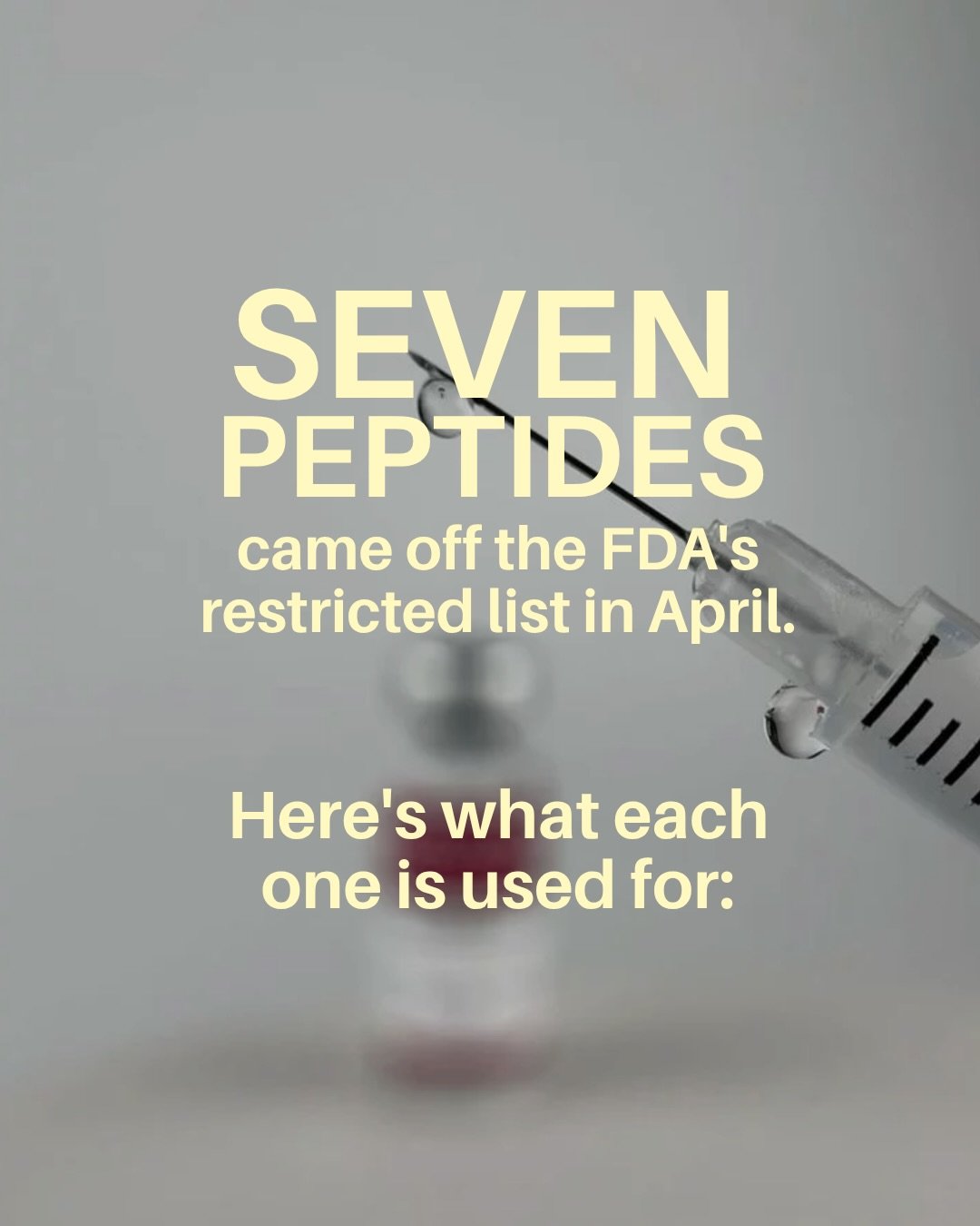 Peptides Part 2: the seven peptides on the table this July, and what each one is actually used for.