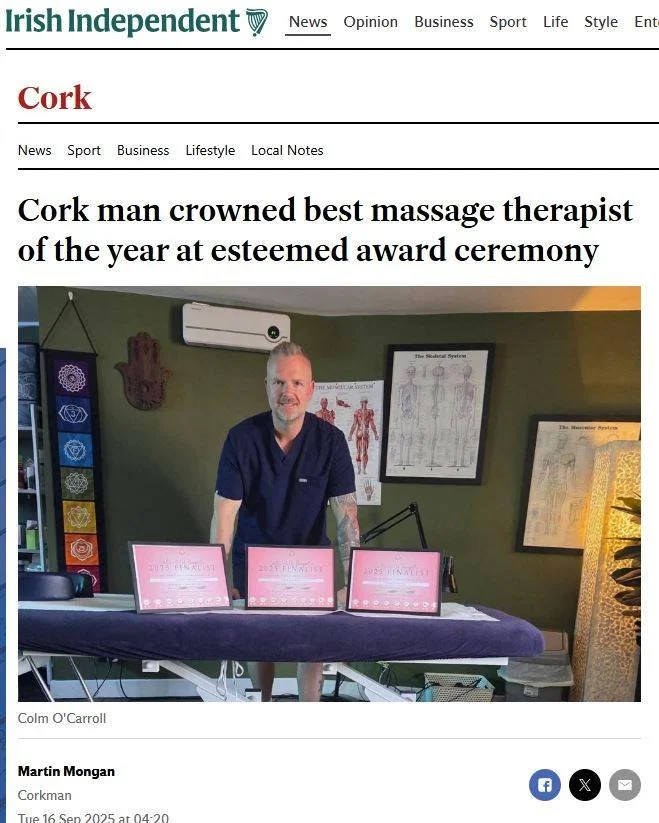 🌟We wish to congratulate our own Colm O'Carroll for achieving this award! 🌟

Macroom Massage Holistic Clinic is in Macroom town with four years ago and his business is going from strength to strength. 
Well deserved award Colm, congratulations! 👏
