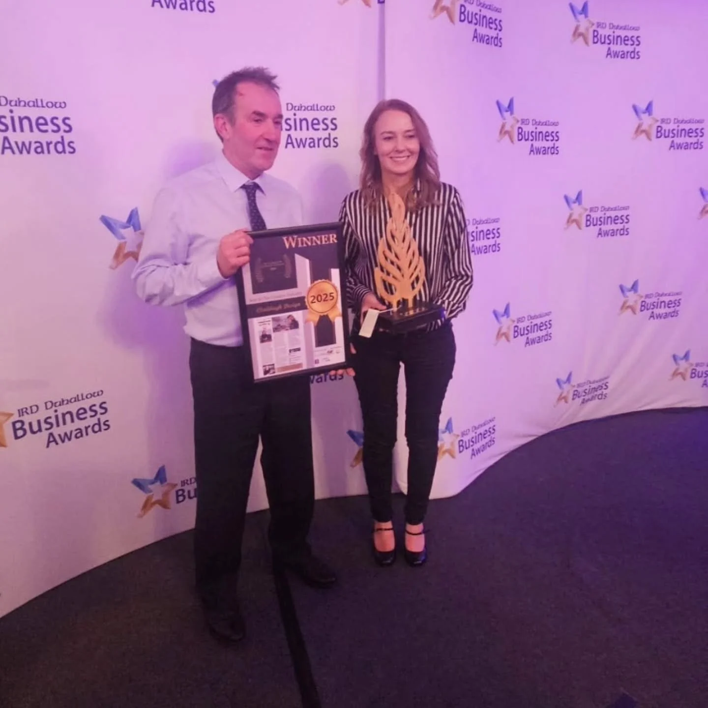 Another Macroom winner at the IRD Duhallow awards last night! 🤗

Massive congratulations to Claddagh Design on their latest award - Winner of The Creative Industry category 🏆 

Delighted for Eileen on this amazing win! Well deserved! 
Congratulatio