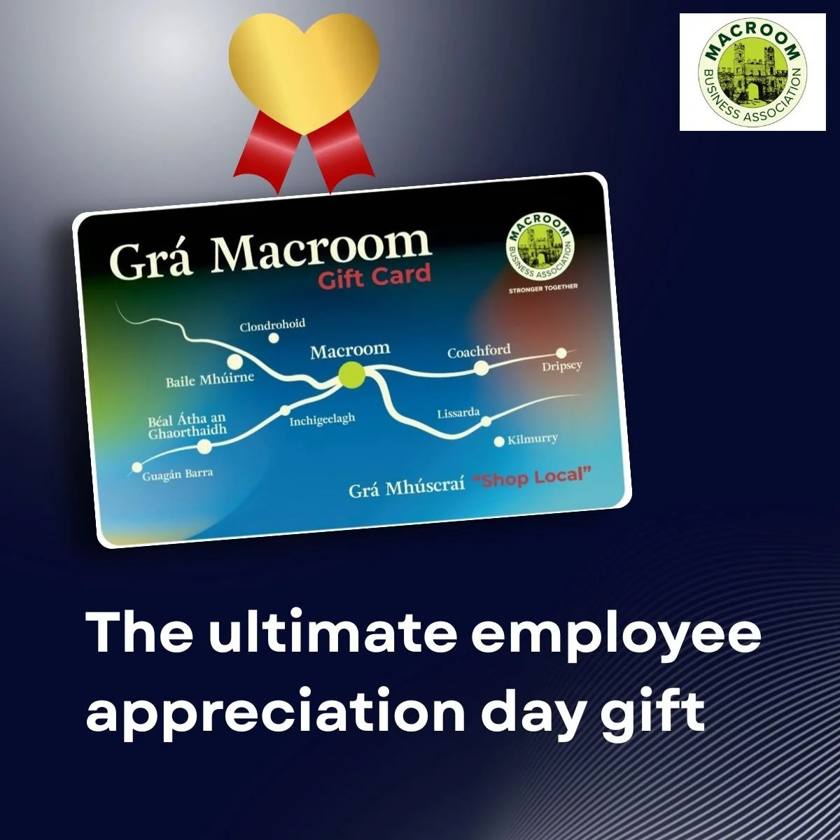 🏆 ATTENTION EMPLOYERS 🏆

Employee appreciation day is MARCH 6TH and the the ultimate employee appreciation day gift is a Gr&aacute; Macroom Gift Card! 🤩

💳 It can be spent in over 100 businesses
💳 Purchase online or in shop
💳 Shop local and sup