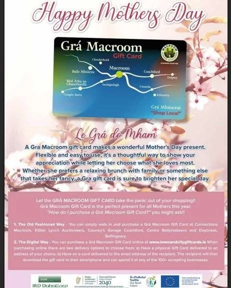 💕 Mother's Day is on its way on the 15th March! 💕

COMPETITION - le gr&aacute; do Mham 💐

All you have to do is:
➡Tag your mum or someone special who deserves to be celebrated!!
➡ Comment where she loves to use her Gra gift card the most ❤
➡ Follo