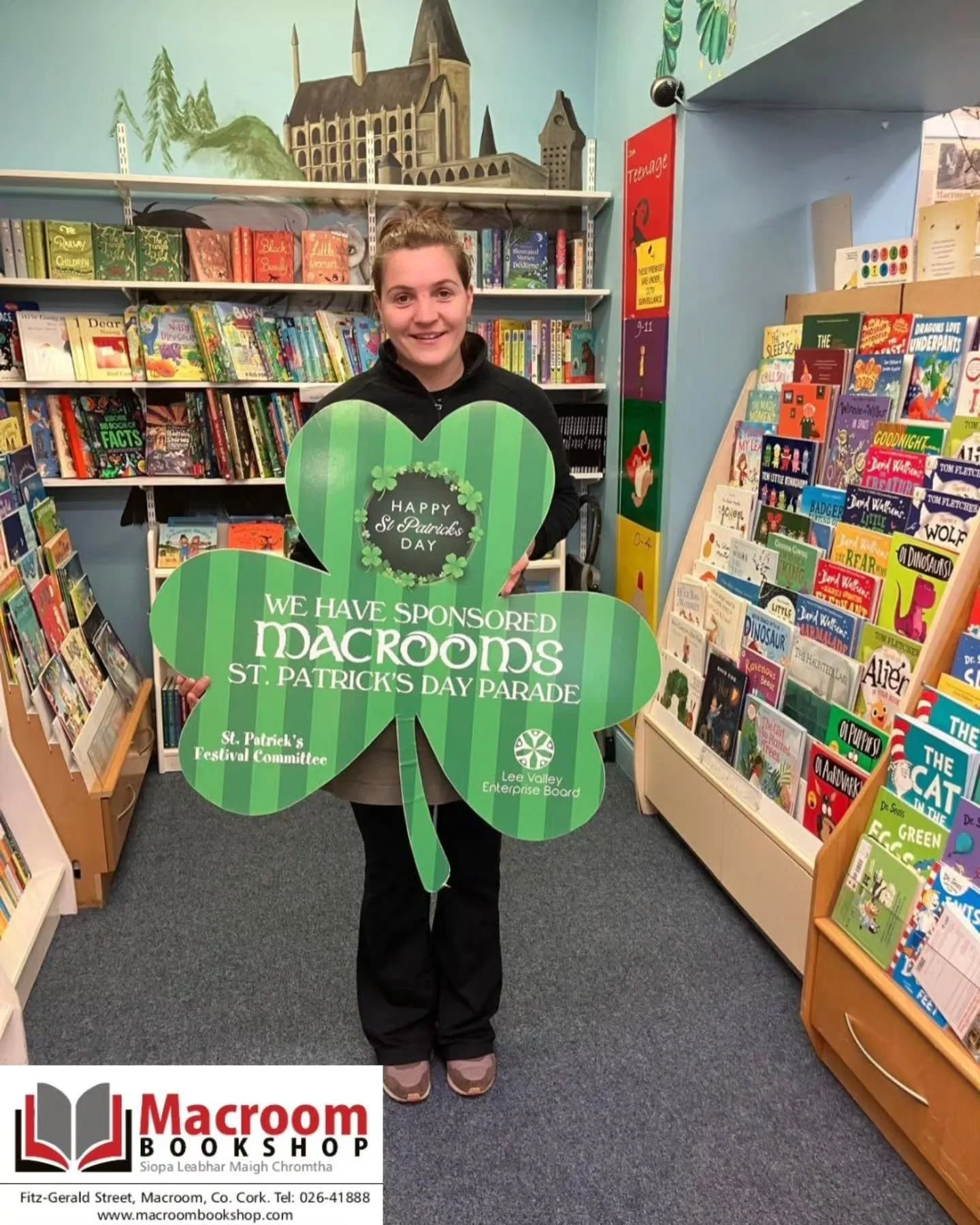 ☘️ Sponsor Spotlight ☘️ 

🌟Fitzgerald's Bookshop🌟
Delighted to have this local business's support for the Macroom St. Patrick's Day Parade.
Please support the businesses that support us, our sponsors make it all possible. 
Go raibh m&iacute;le mait