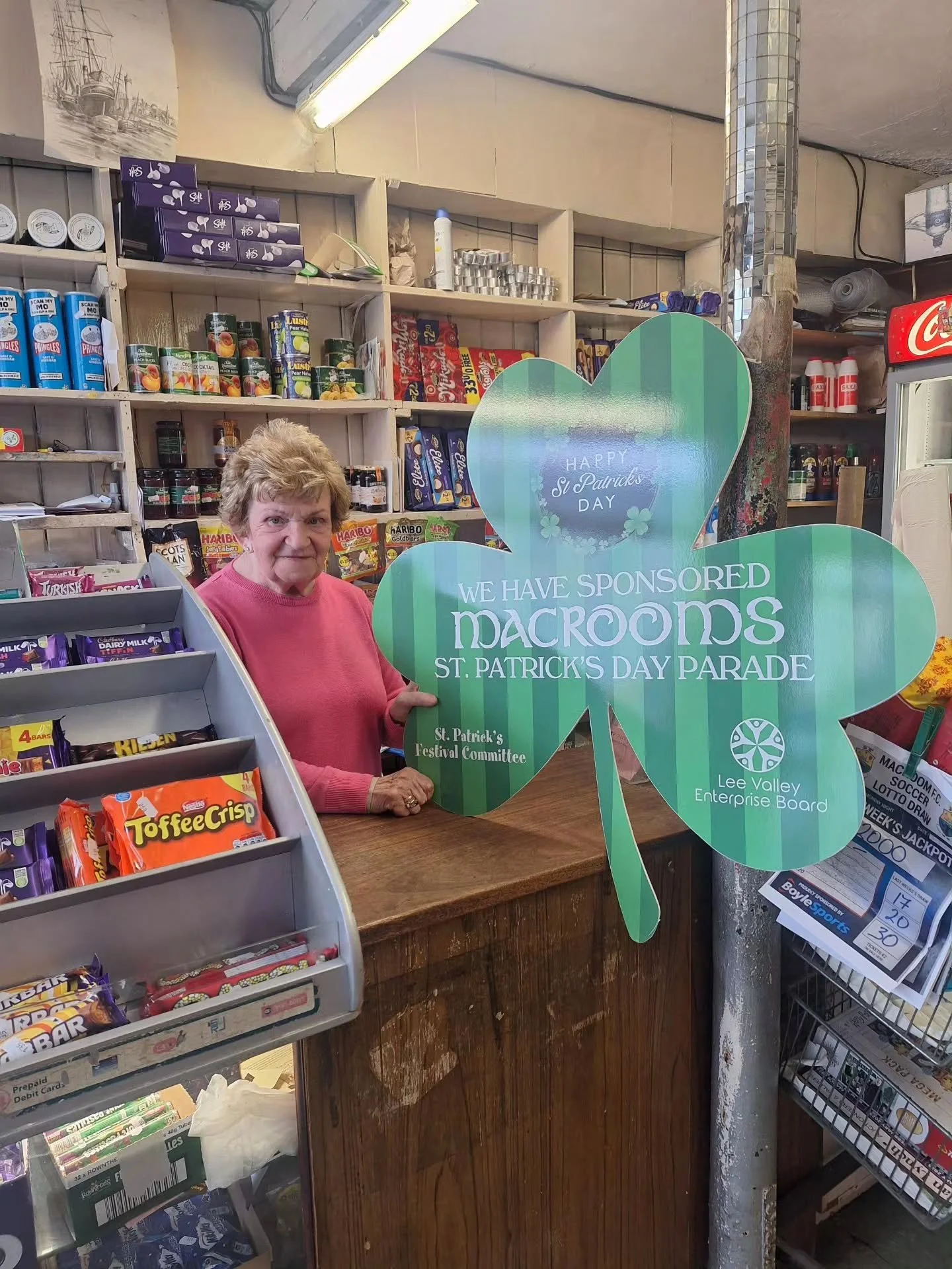 ☘️ Sponsor Spotlight ☘️ 

🌟Mc Sweeney's shop🌟
Delighted to have this local business's support for the Macroom St. Patrick's Day Parade.
Please support the businesses that support us, our sponsors make it all possible. 
Go raibh m&iacute;le maith ag