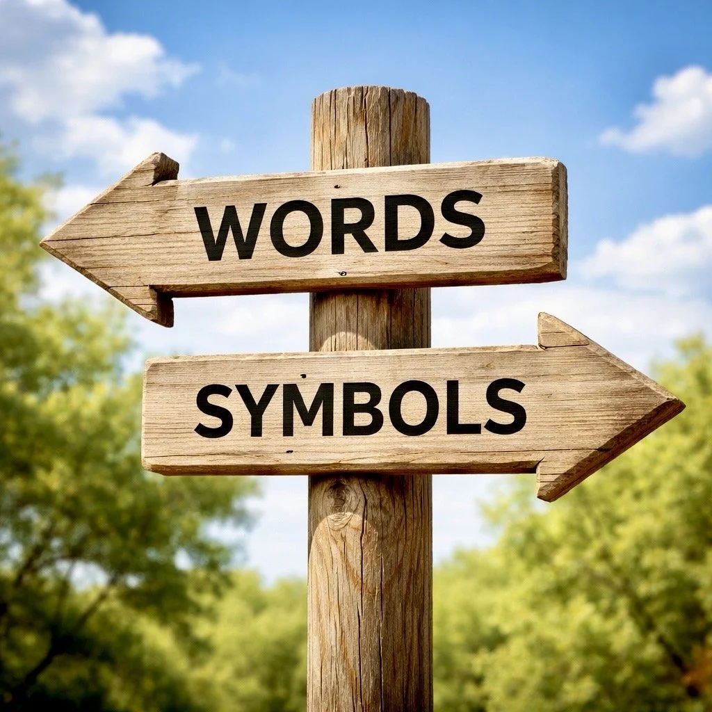 Mathematics as a language, shown through words and symbols side by side