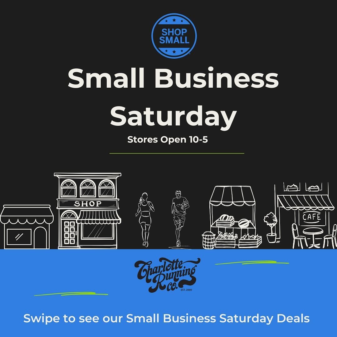 This Small Business Saturday, we want to say THANK YOU for supporting Charlotte Running Co. 🏃&zwj;♂️💙 Your loyalty keeps us running strong, and we&rsquo;re so grateful to be part of this amazing community!

Join us today and shop for exclusive deal
