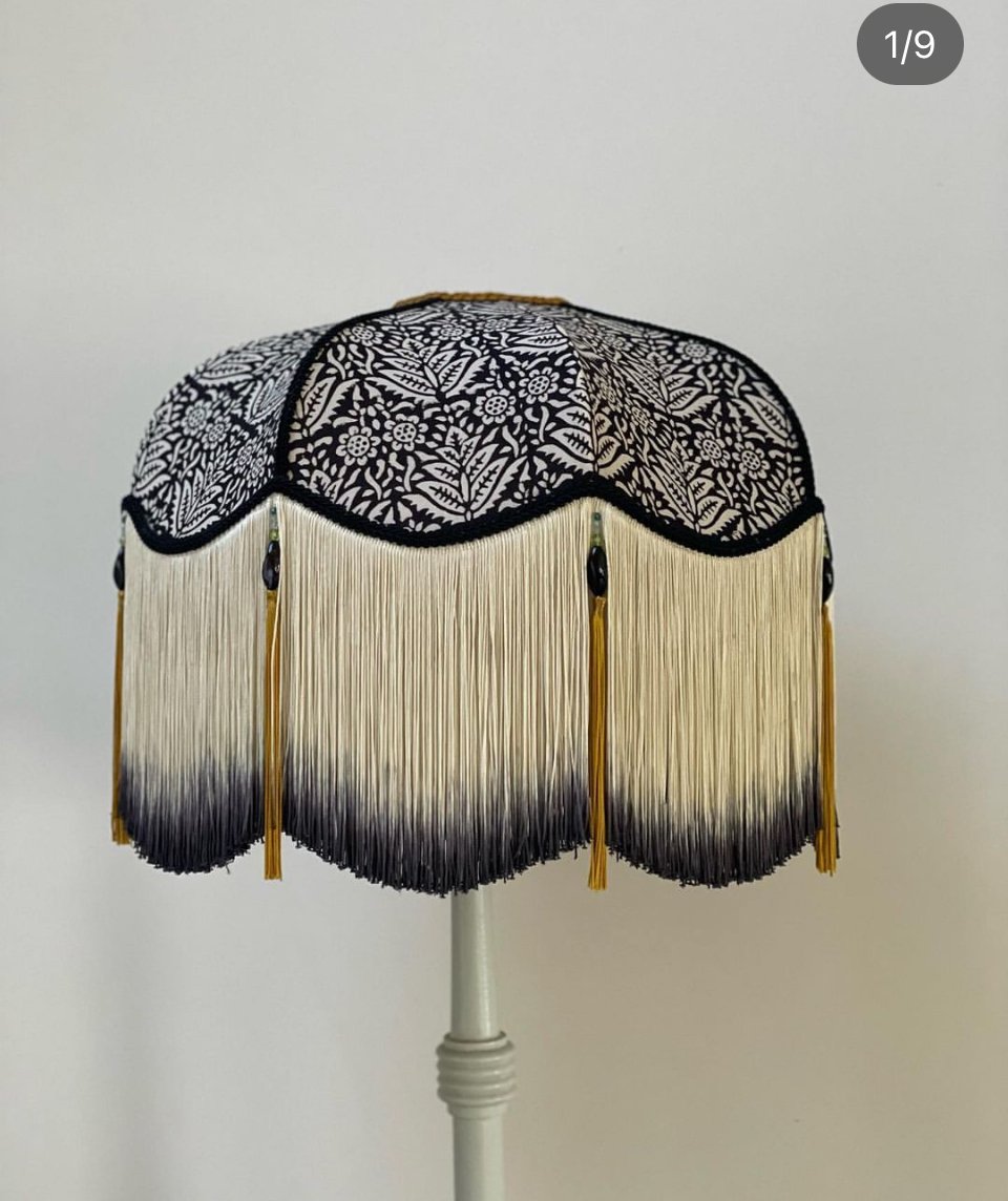 14' Vienna frame in Indian block print with dip dyed 20cm fringe