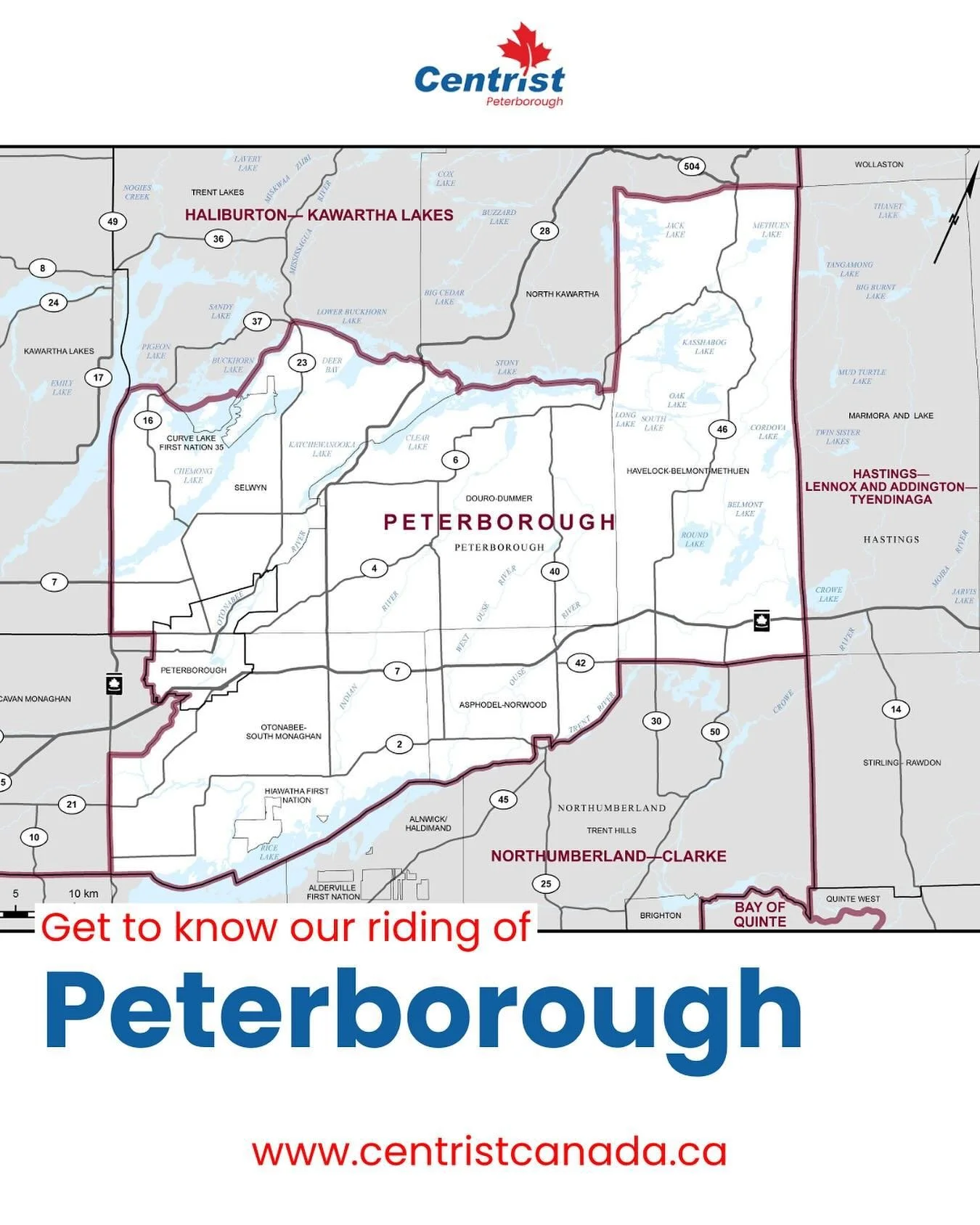 Welcome to the new Riding of Peterborough!

Following the 2022 federal redistribution, the Riding of Peterborough-Kawartha officially became the Riding of Peterborough as of April 23, 2024. This beautiful and diverse riding includes the City of Peter