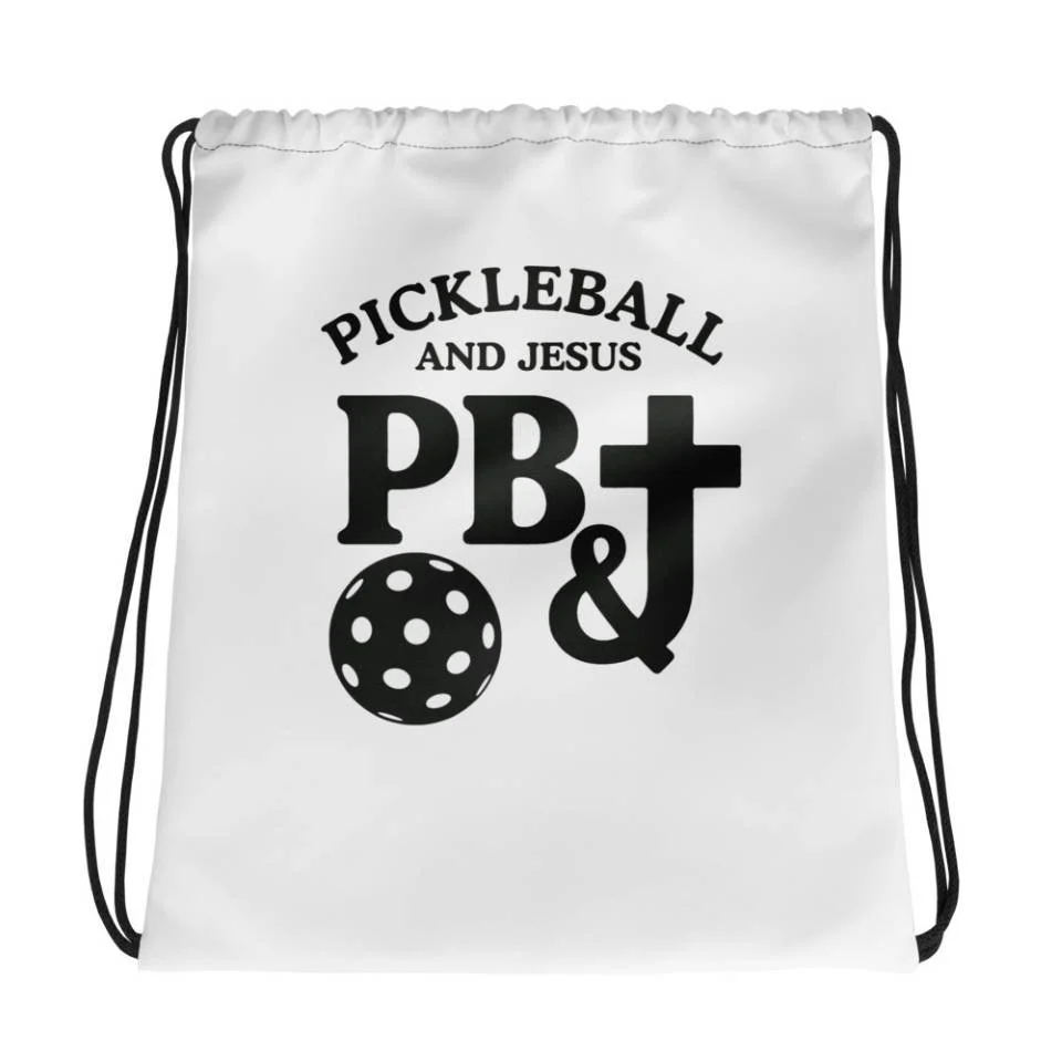 Pickleball and Jesus Drawstring Bag – Lightweight Christian Gym Sack