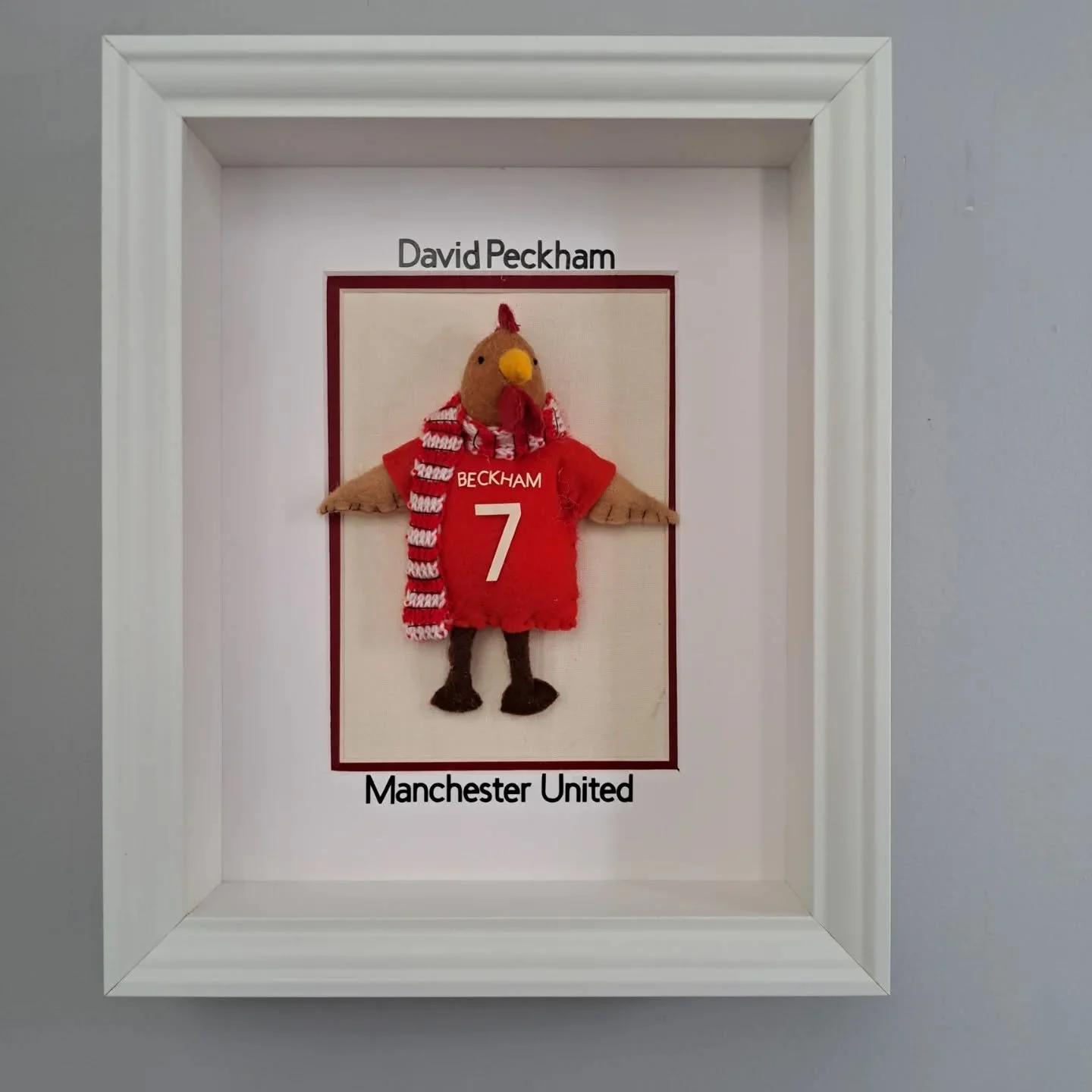 Hi, I'd like to introduce my 2 latest additions to our story book range. Firstly based on Manchester United and England (and others!) legend David Beckham I give you David Peckham. He joins our existing stable of animal themed footballers.  And then,