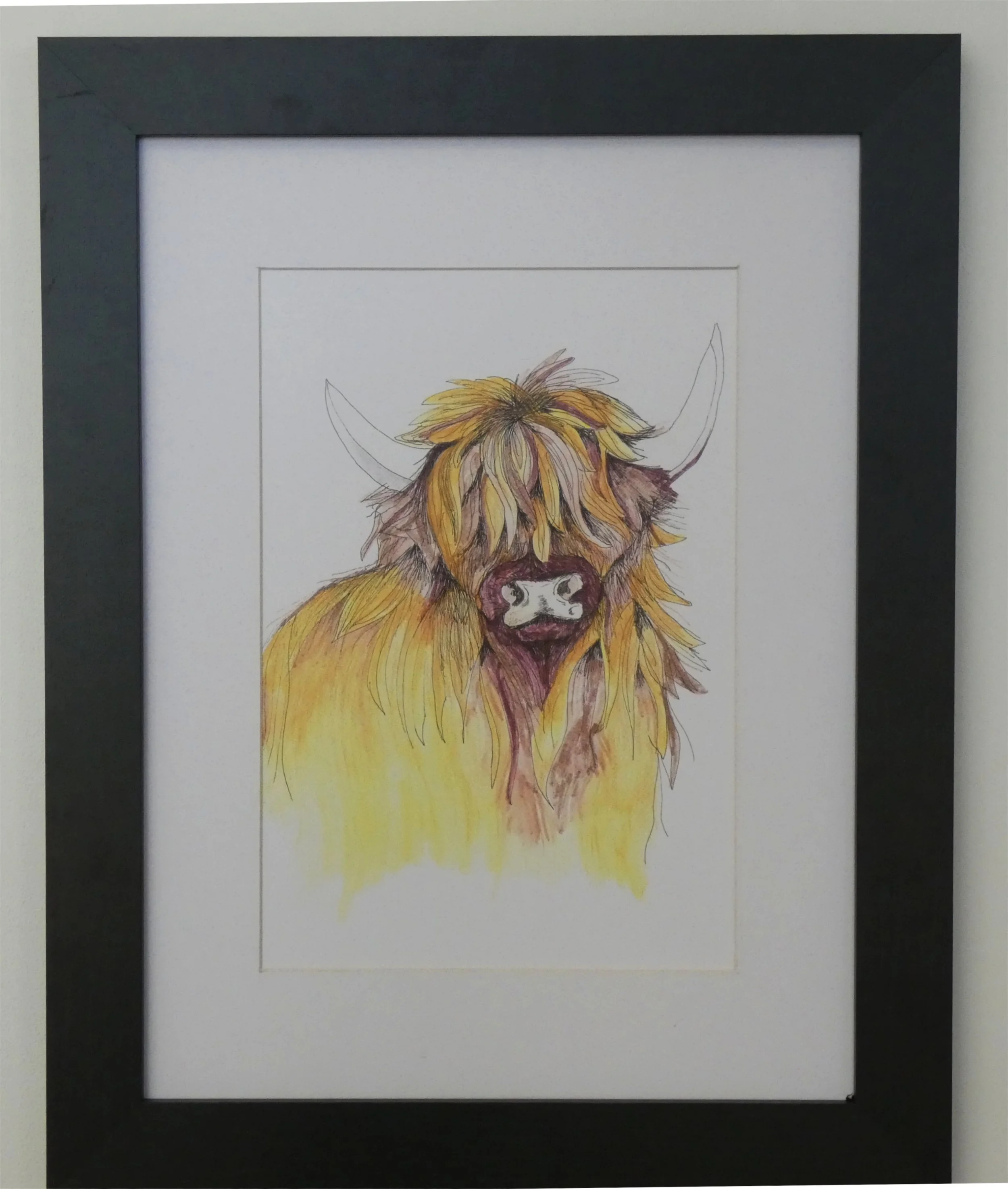 Yellow Highland Cow - Framed