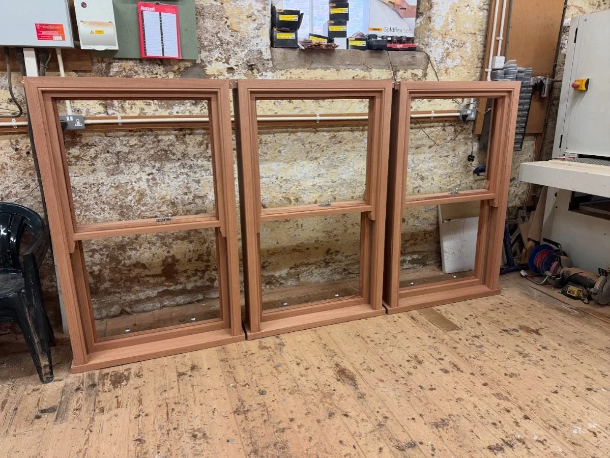 Hardwood sash windows made to take spiral balances, these windows are fully draught proof and a great cheaper alternative to traditional lead weighted sash windows. #utile #wood #woodworking #bespoke #joiner #window #sashwindows