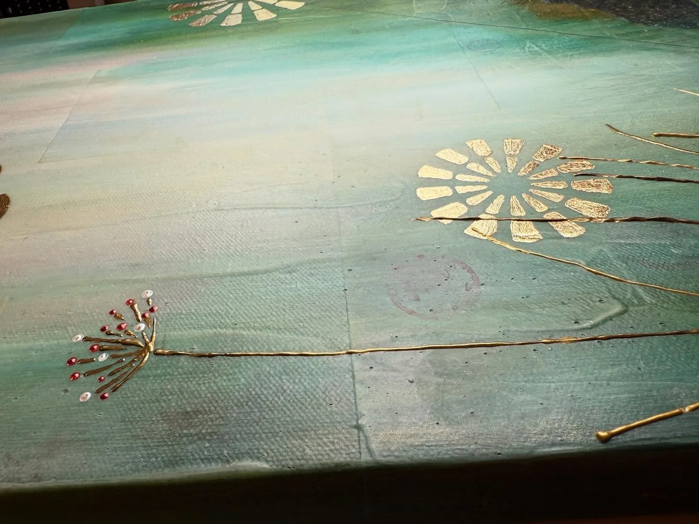 Building up the background layers of my newest piece. Almost ready for the first layer of resin and then on to the oil painting!