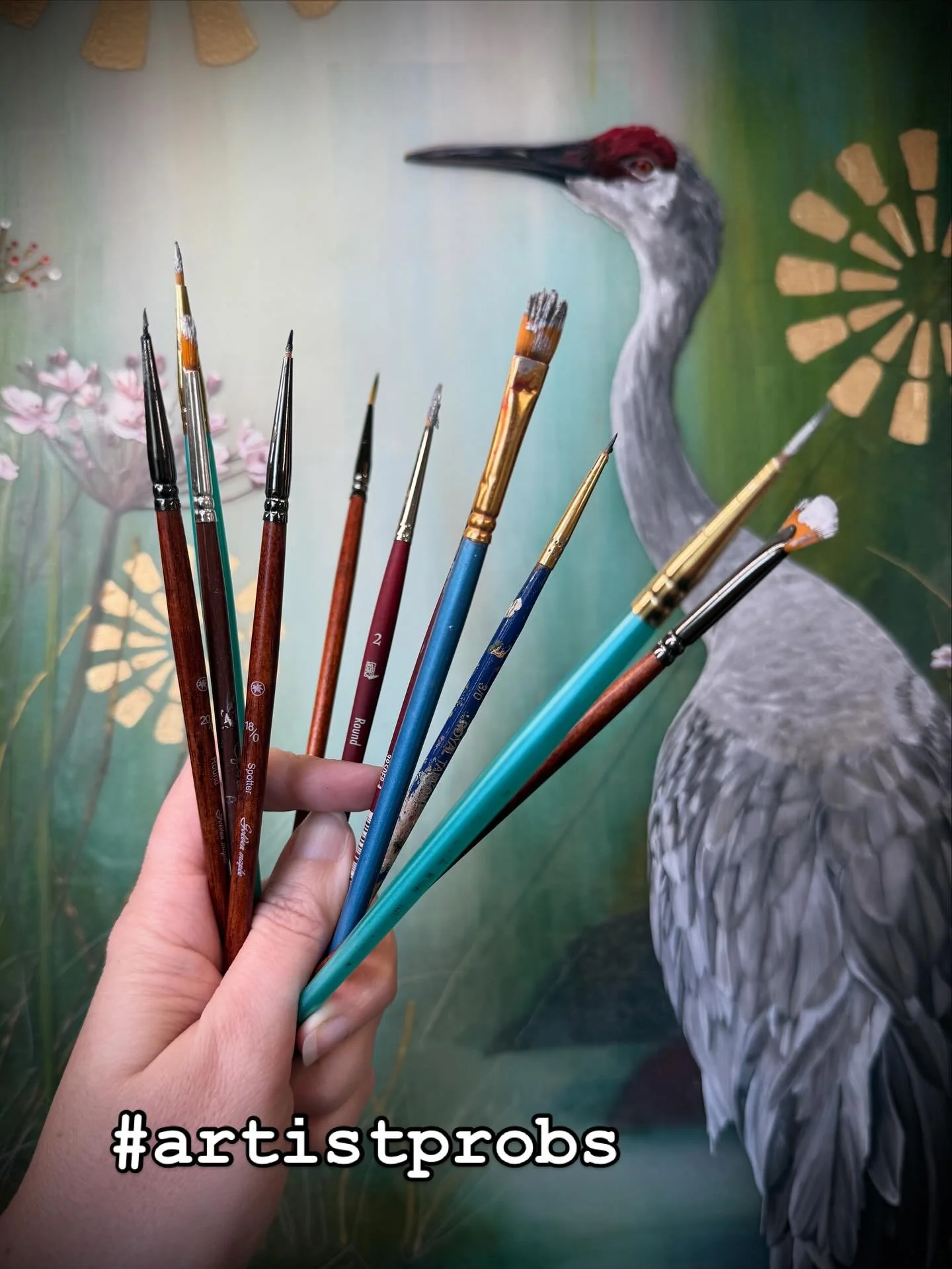 Well, I&rsquo;m back at it again 😂. How on earth do I always end up with so many brushes in one hand? There&rsquo;s got to be a better way to switch back and forth between colors. What am I doing? 🤣 #artistproblems