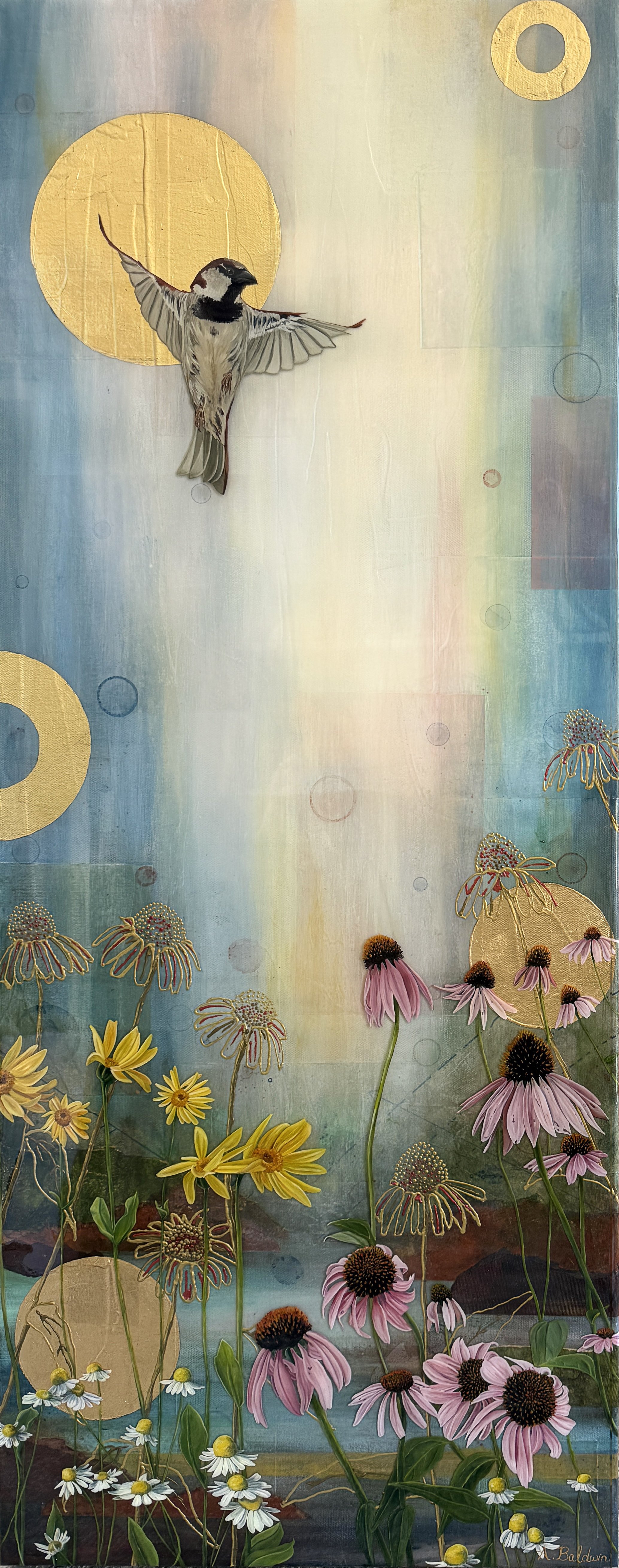Release
40" X 16" Mixed Media with Oil, Resin, and 24K Gold Leaf