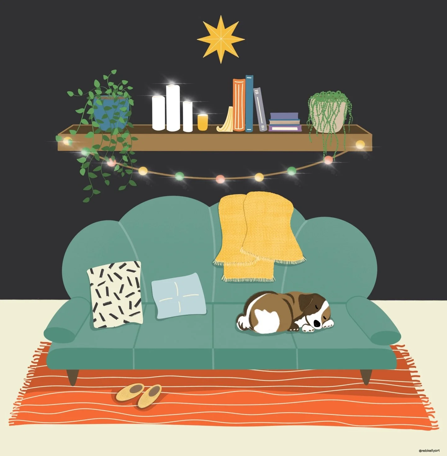 Decided to give my cozy living room illustration a little glow up for the holidays ! 🌟 What would you be doing in this cozy space ? I think I&rsquo;d be watching a cheesy Christmas film while drawing on my iPad&hellip;🎄

#cozylivingroomart #illustr