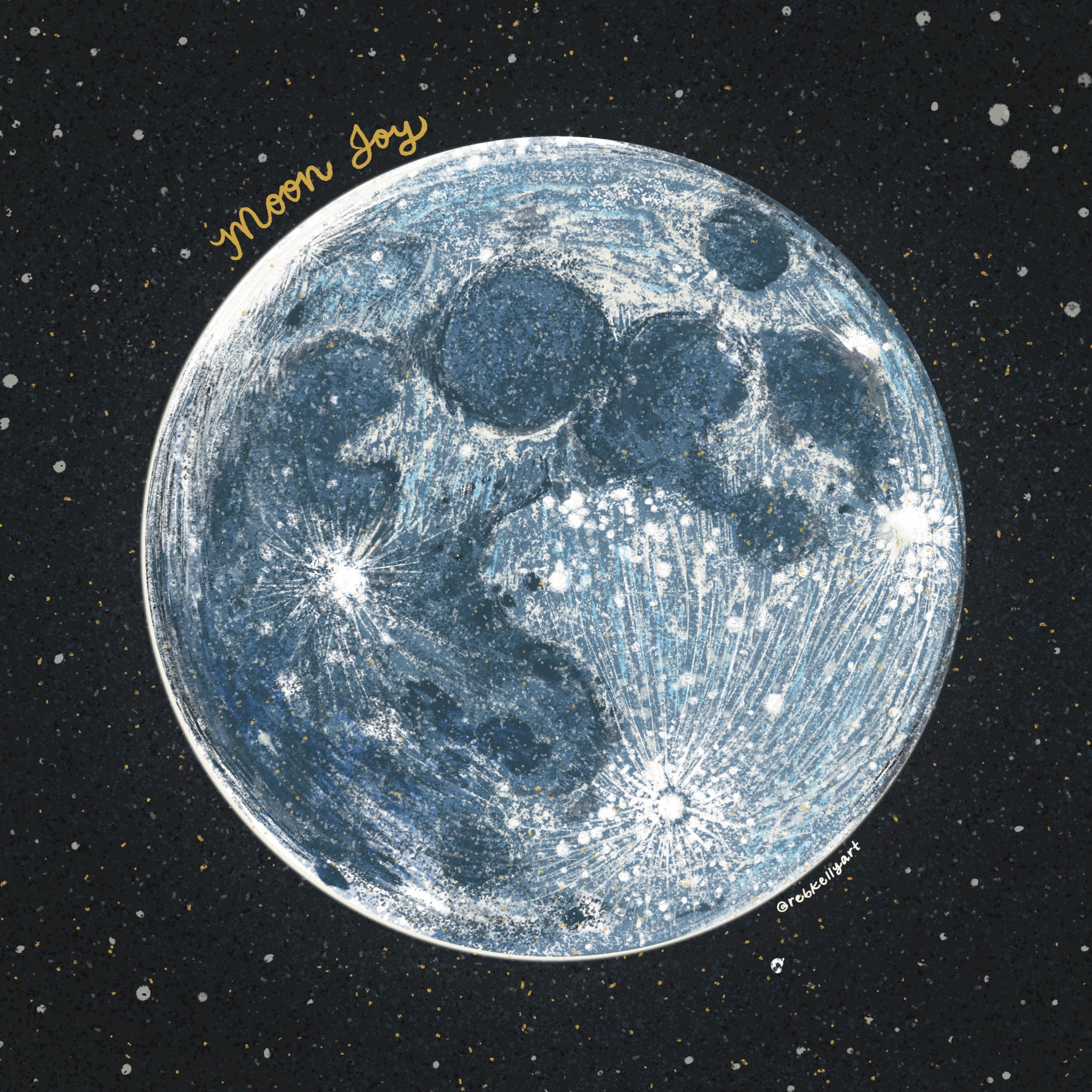 Happy Blue Moon! 🩵🌝Who else is making moon water tonight ? ✨ 

We won&rsquo;t have another blue moon until 2028!

🌠 Image Description: Detailed illustration of a full moon in a night sky filled with stars, using a combination of shades of blue and