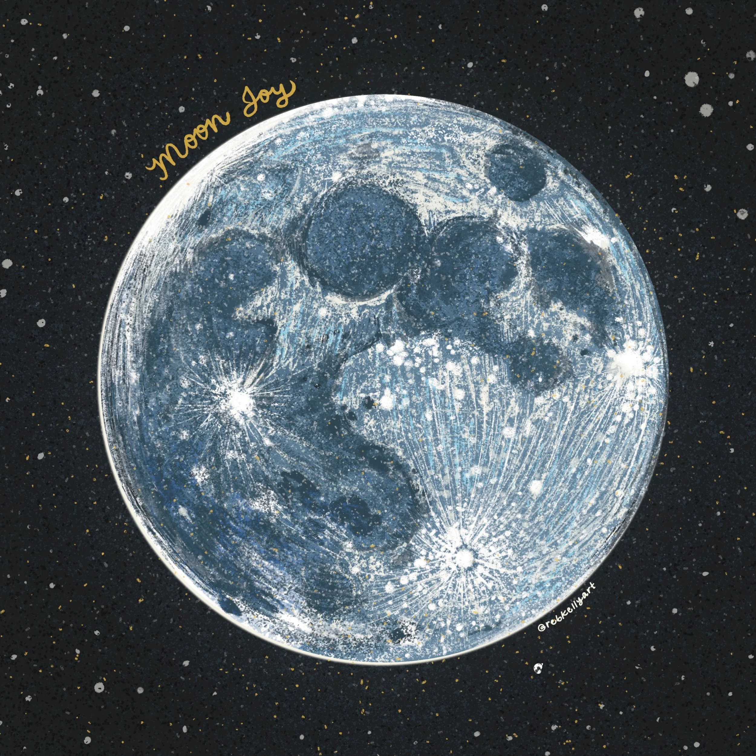 Happy Blue Moon! 🩵🌝Who else is making moon water tonight ? ✨ 

We won&rsquo;t have another blue moon until 2028!

🌠 Image Description: Detailed illustration of a full moon in a night sky filled with stars, using a combination of shades of blue and