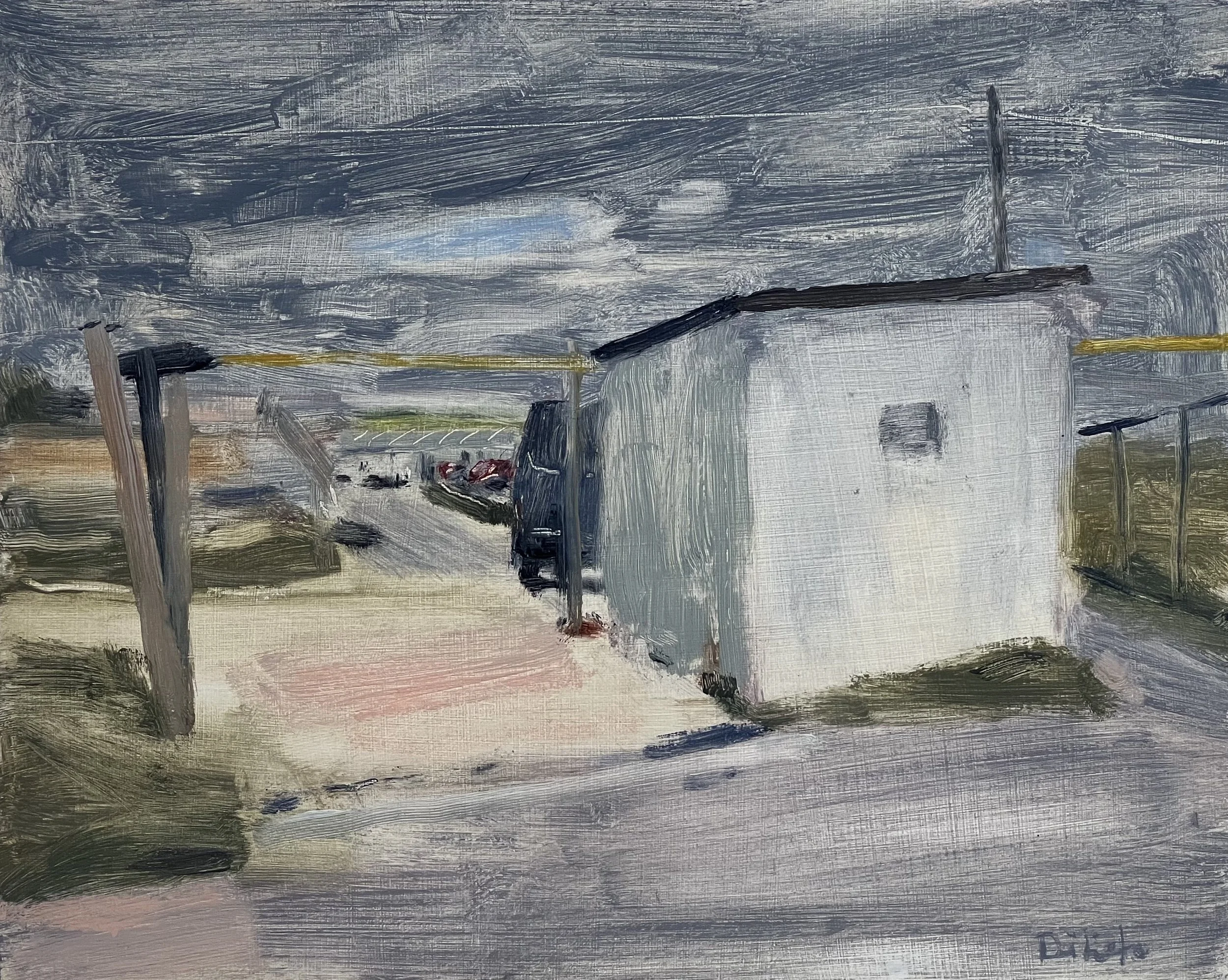 'Newhaven car park',
 Oil on board