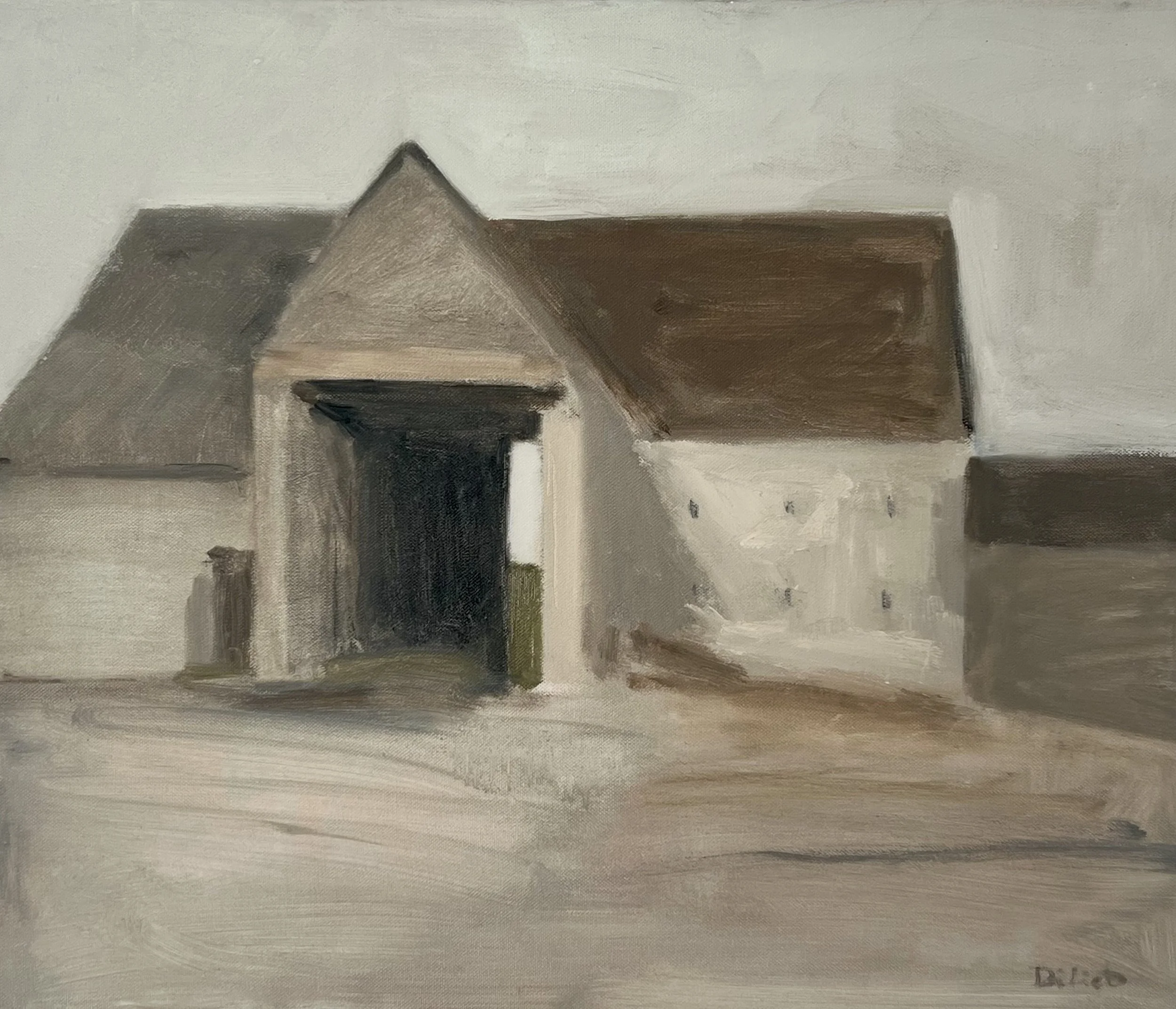 'Owl barn',
Oil on board