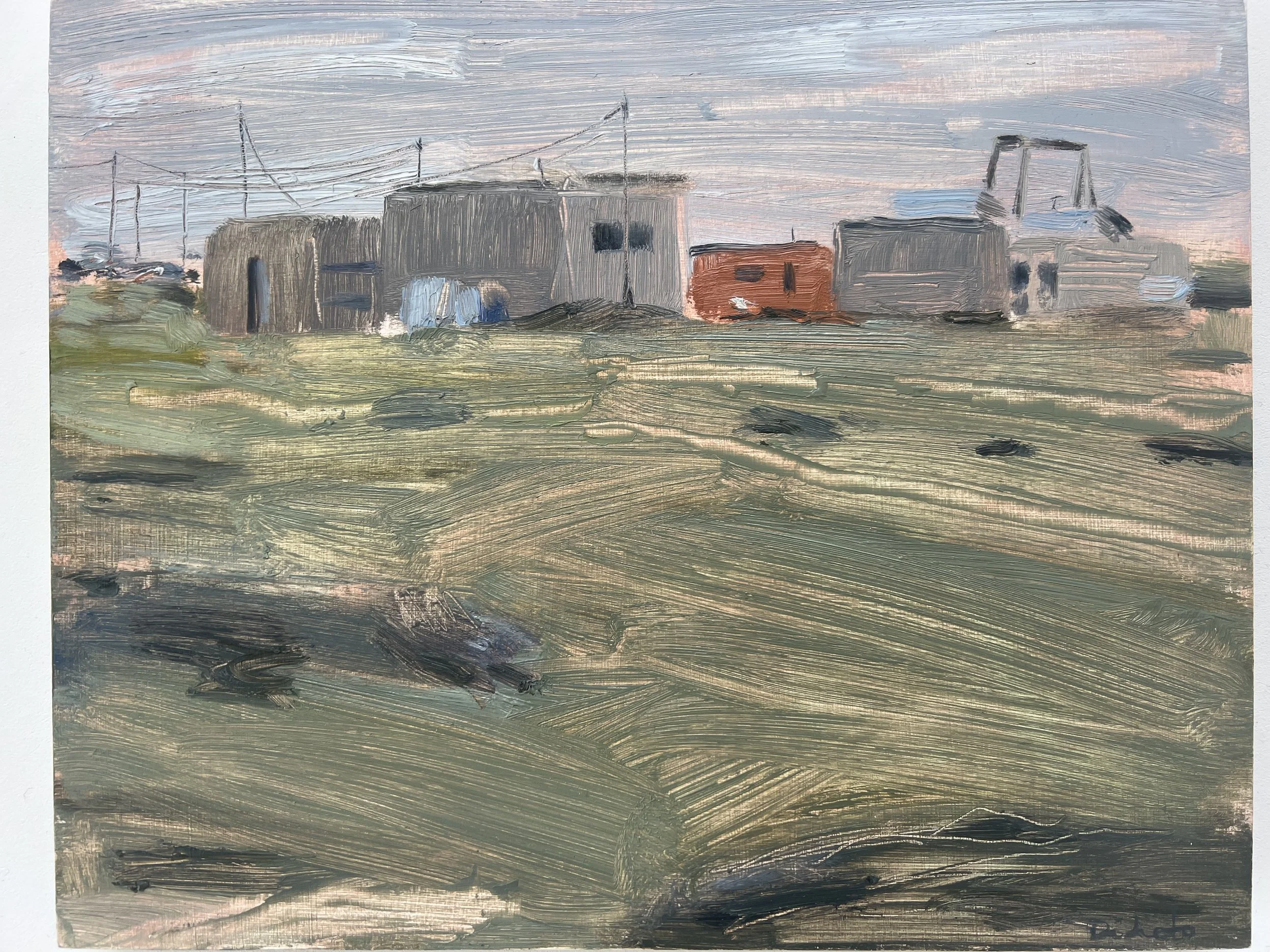 Sheds and digger, Dungeness,
Oil on board
25 x 20 cm