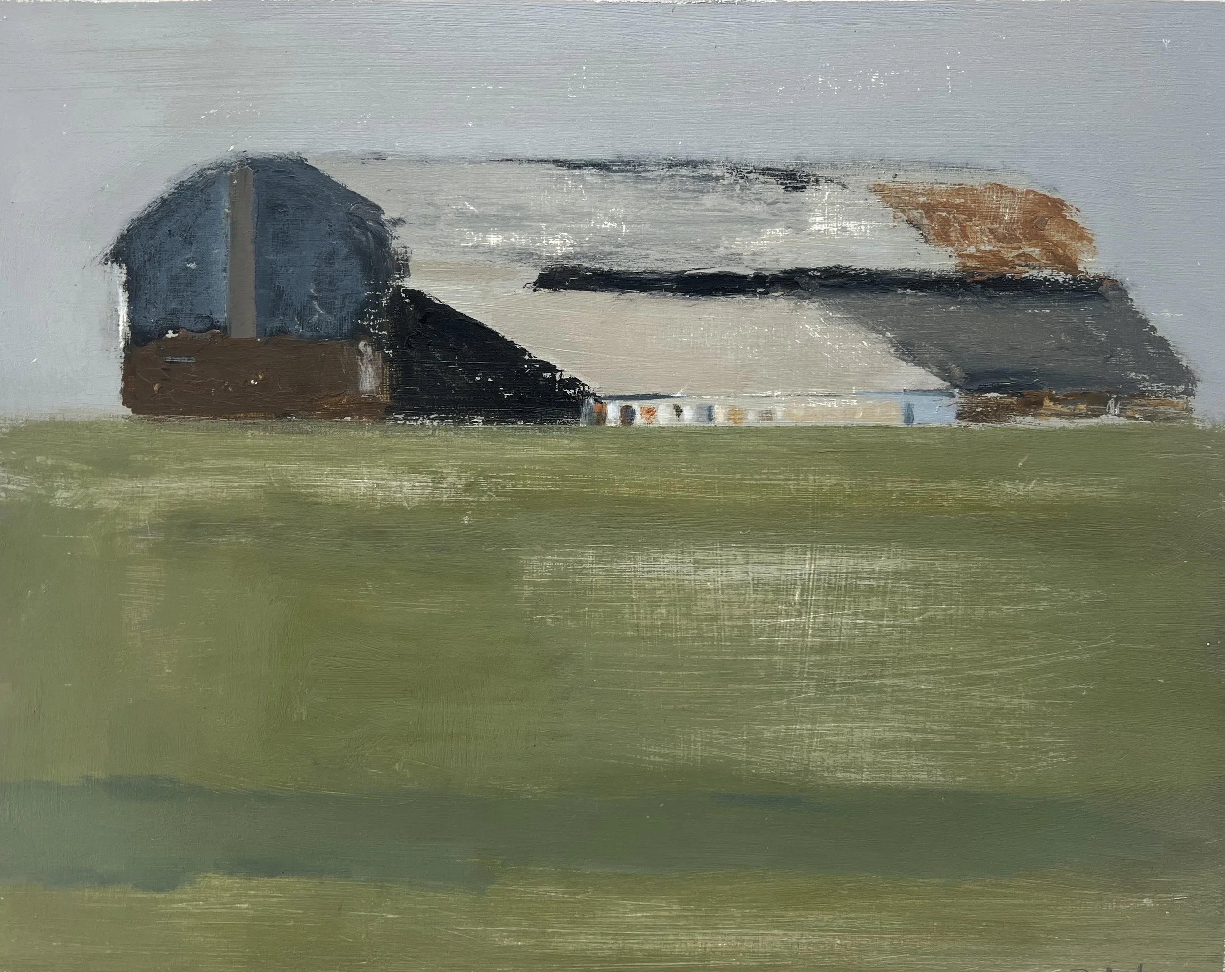 Barn nr Aston Down,
Oil on board