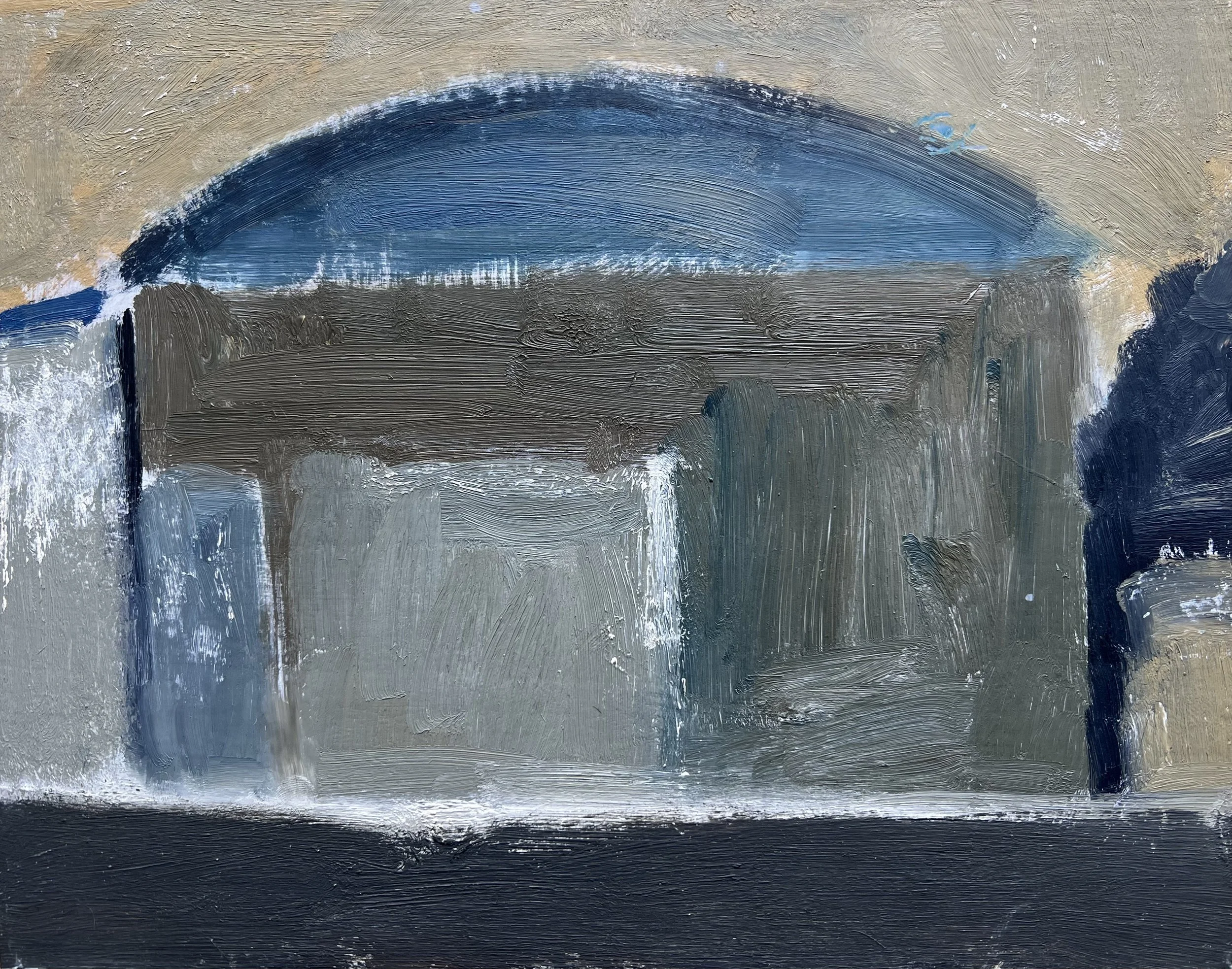 'Dutch Barn', Oil on board