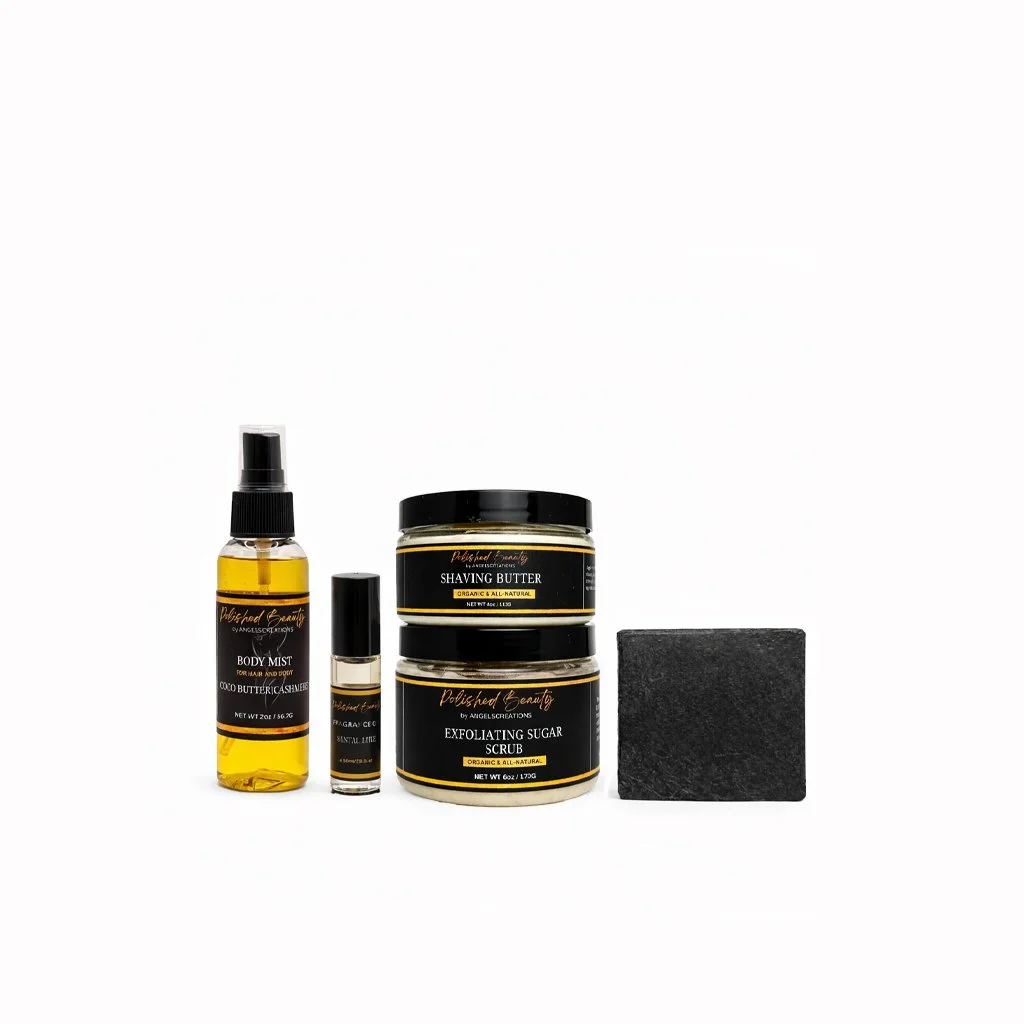 5-Piece Total Glow- • Bar Soap • Exfoliating Sugar Scrub • Whipped Body Butter • Body Mist • Fragrance Oil Roller