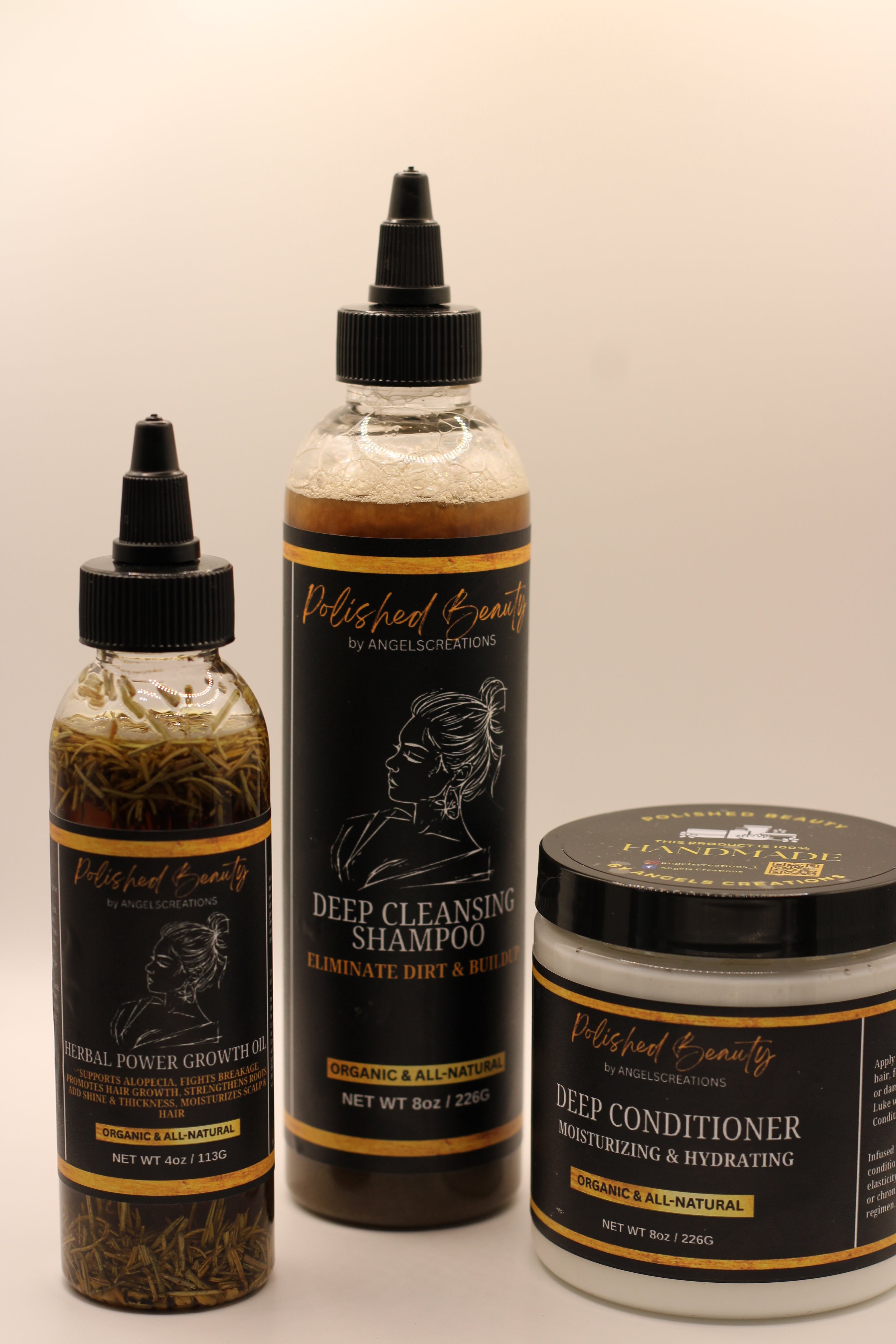 Growth Wash Set-Deep Cleansing Shampoo • Deep Conditioner • Herbal Power Growth Hair Oil