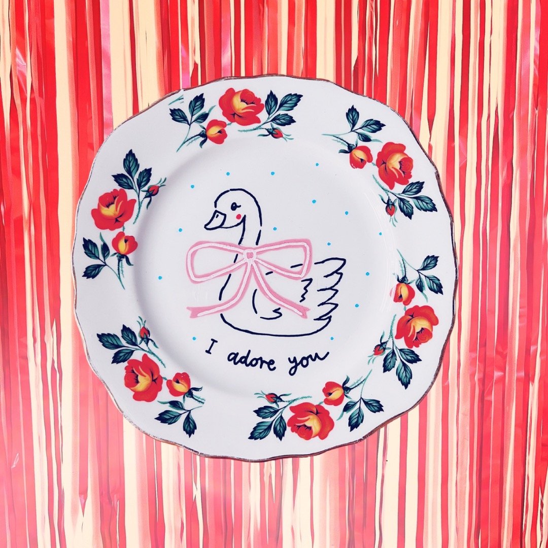 Adoring Swan Decorative Plate