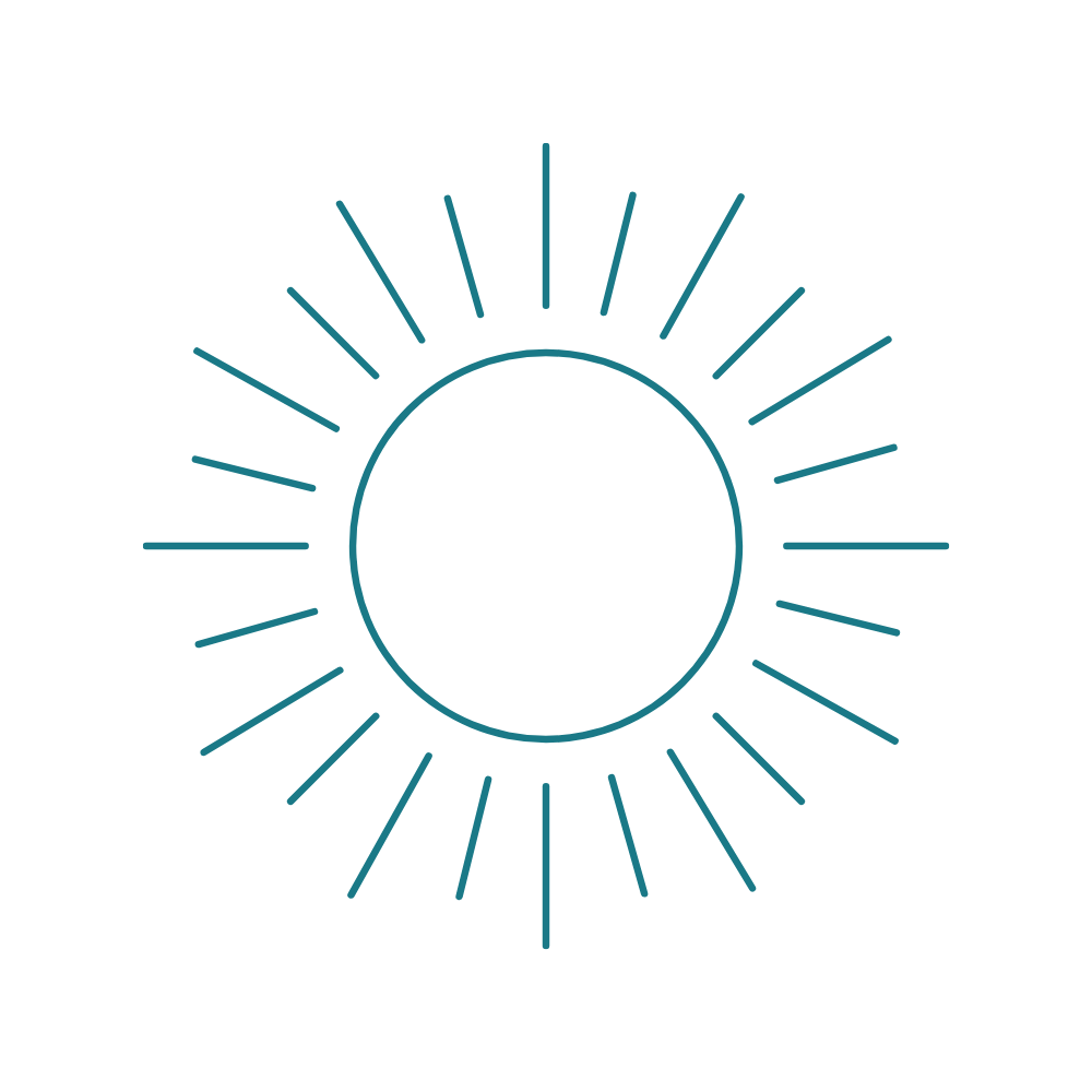 Sun icon representing how Ayurvedic science results in holistic wellbeing.