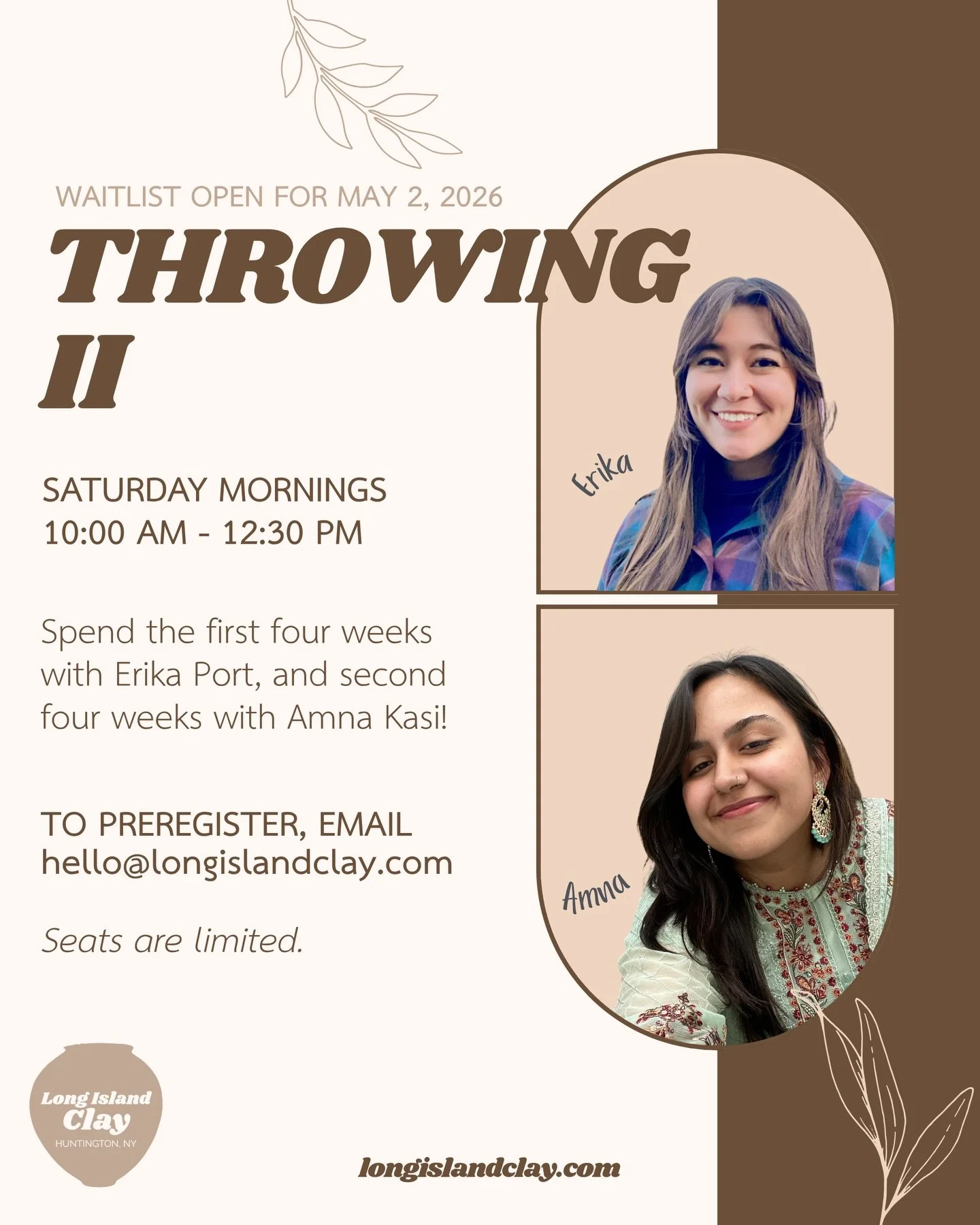 Looking to level up your skills on the wheel? 

Our Throwing II class is perfect for intermediate students who want to grow, improve, and explore new techniques. Must have completed Throwing I or any other introductory level outside of the studio.

S